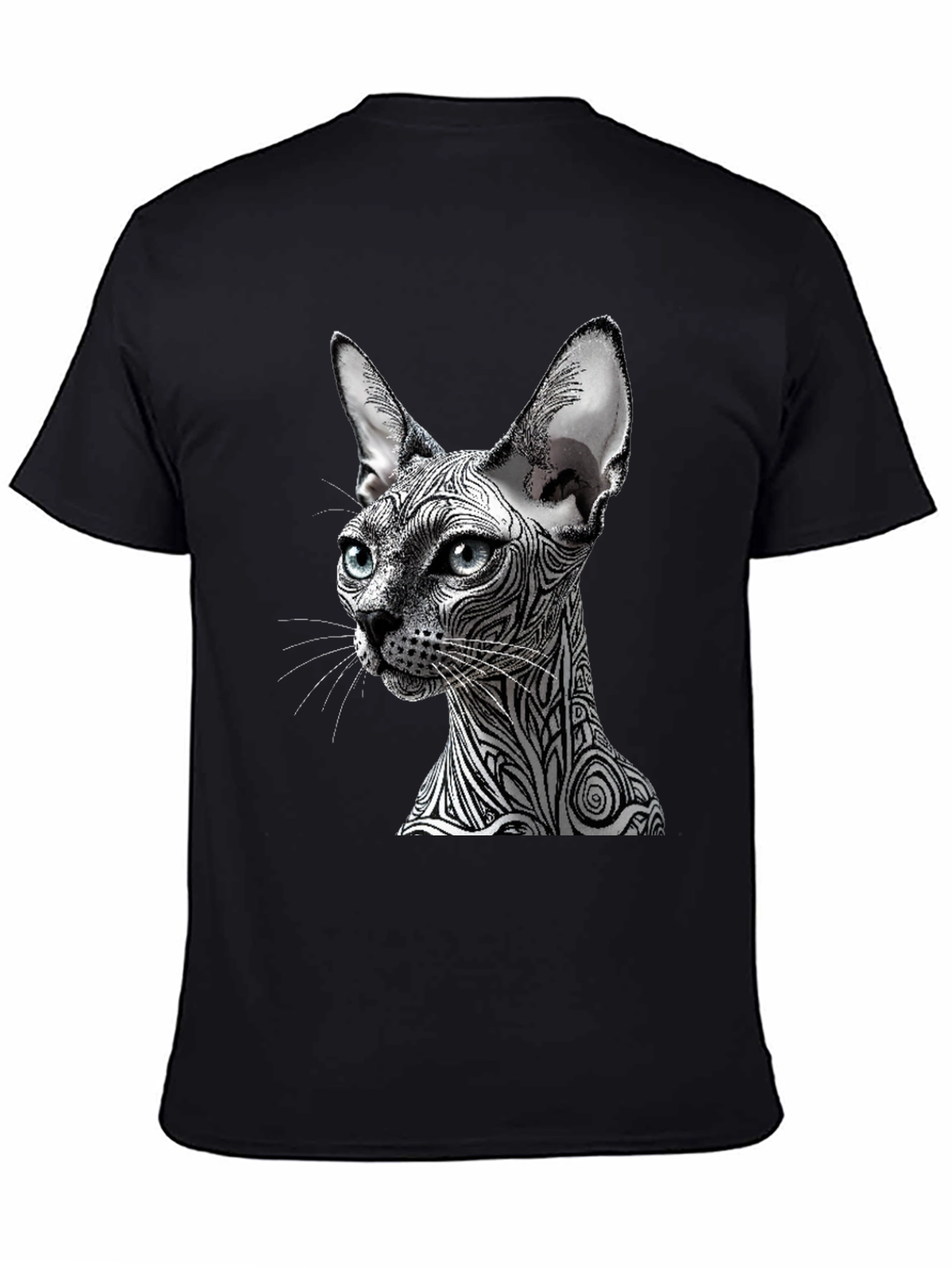 Black Unique Cat Graphic T-Shirt - Stylish Black Tee view 4