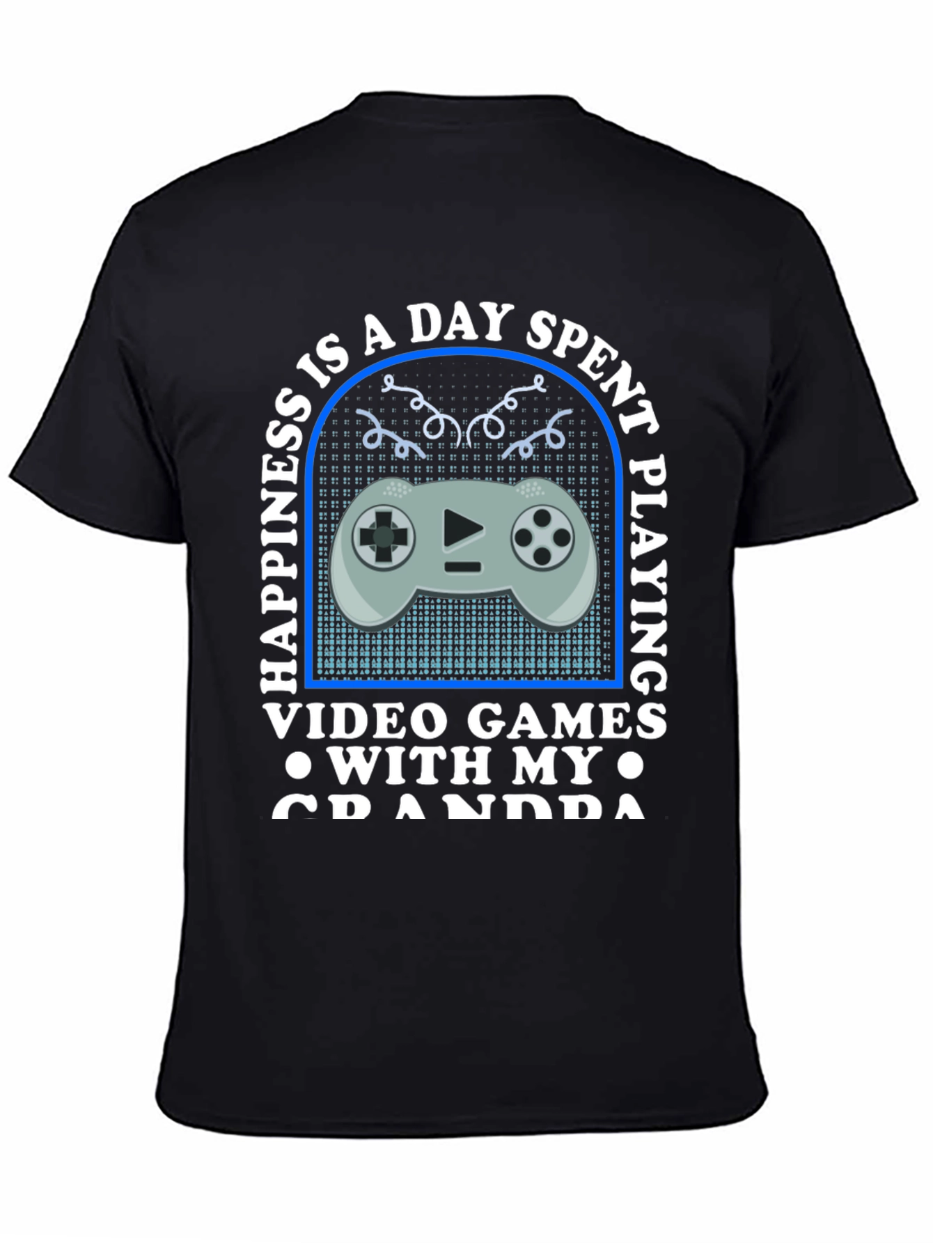 Black Gaming Grandpa T-Shirt - Happiness is a Day Spent Playing view 4