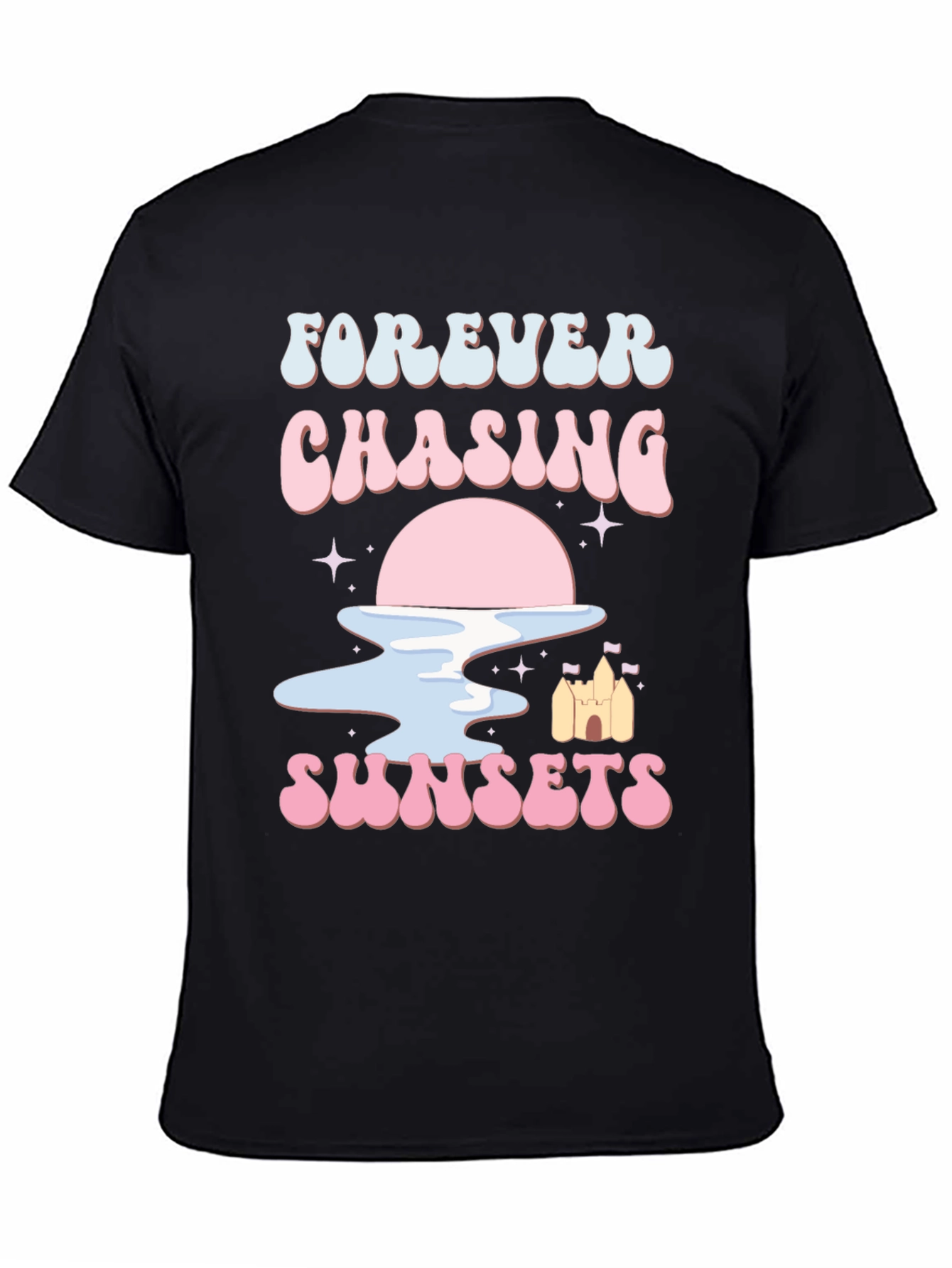 Black Forever Chasing Sunsets Graphic Tee view 4