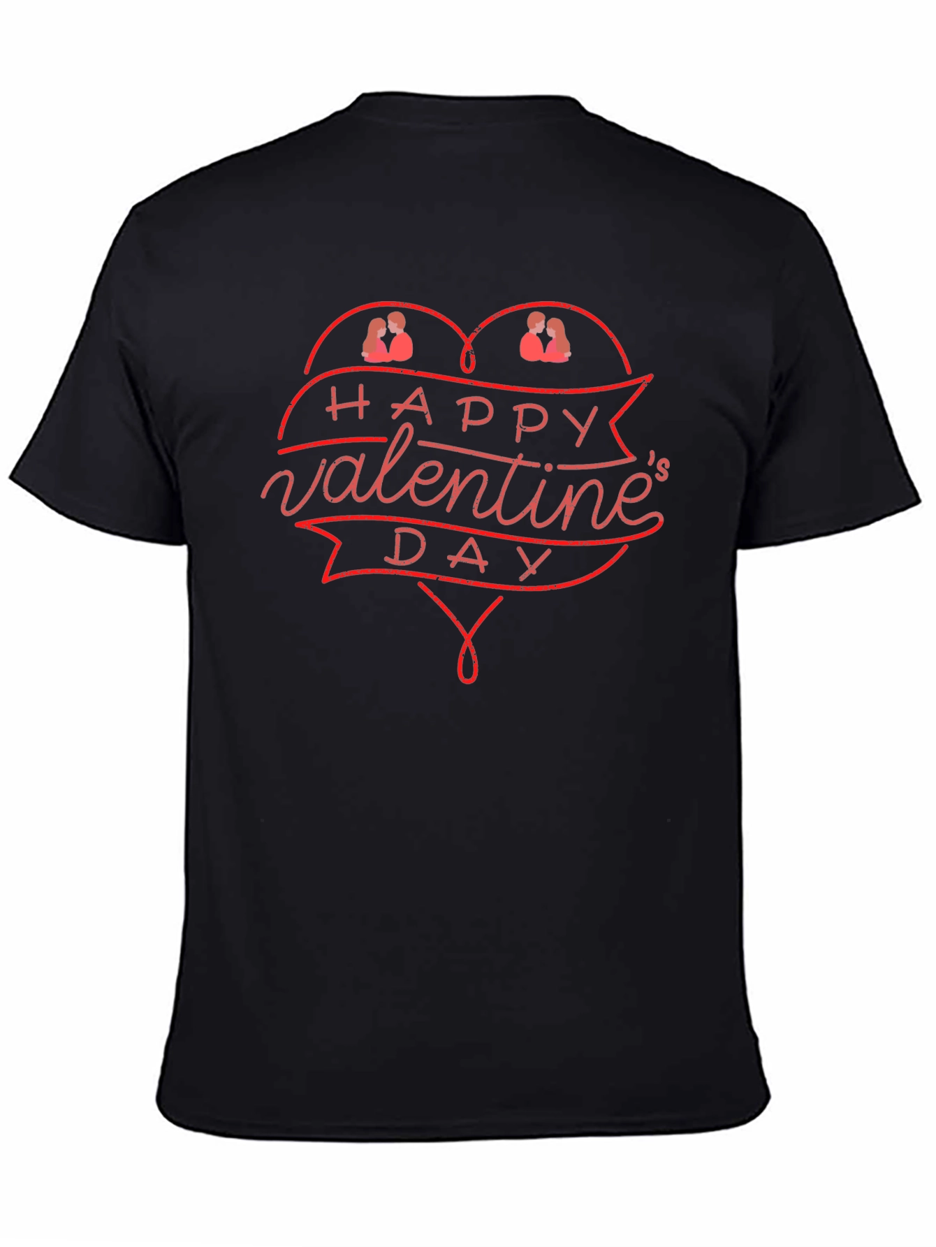 Black Valentine's Day Graphic Tee - Heart Design view 4