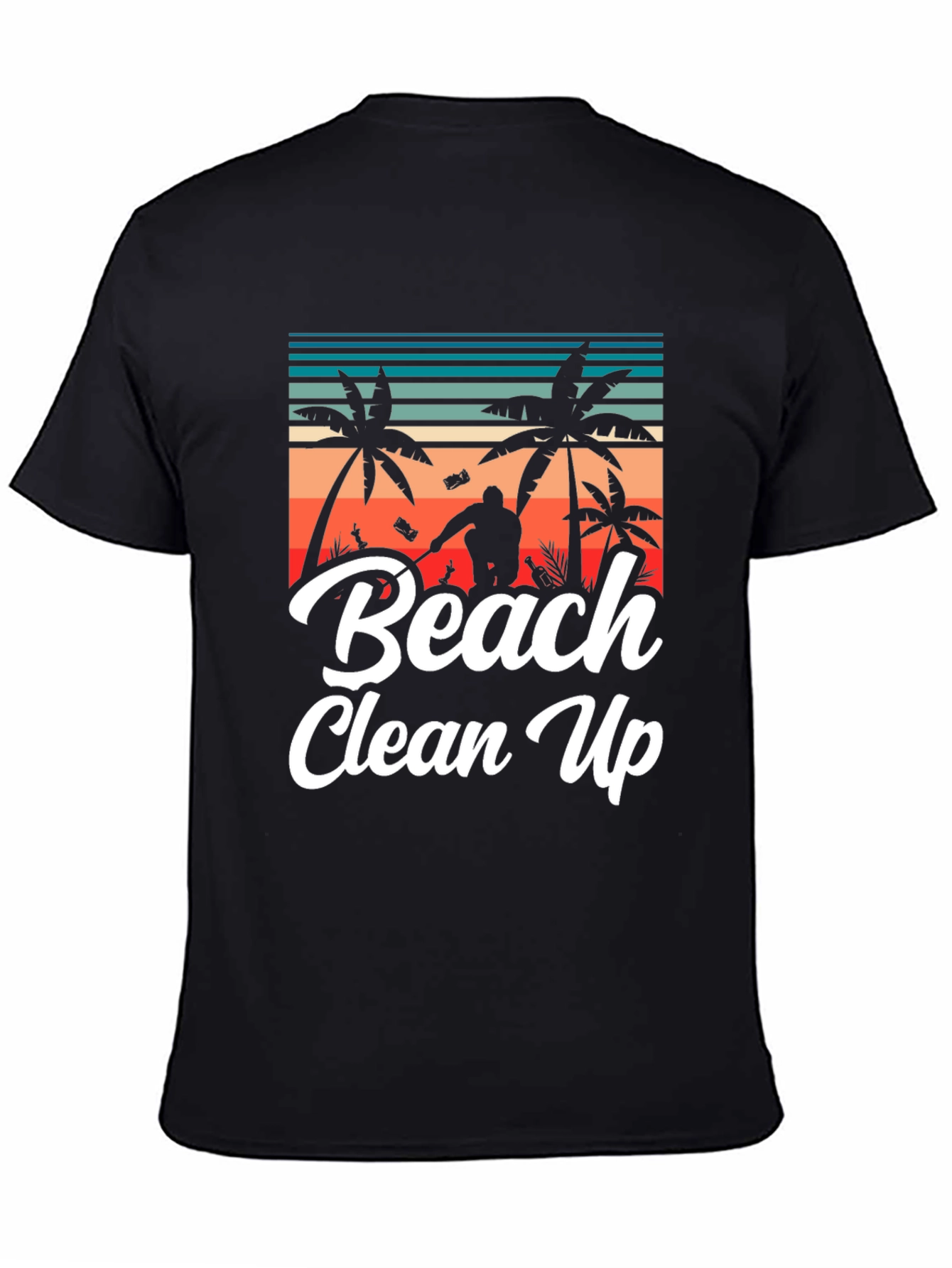 Black Beach Clean Up Graphic T-Shirt, Black view 4