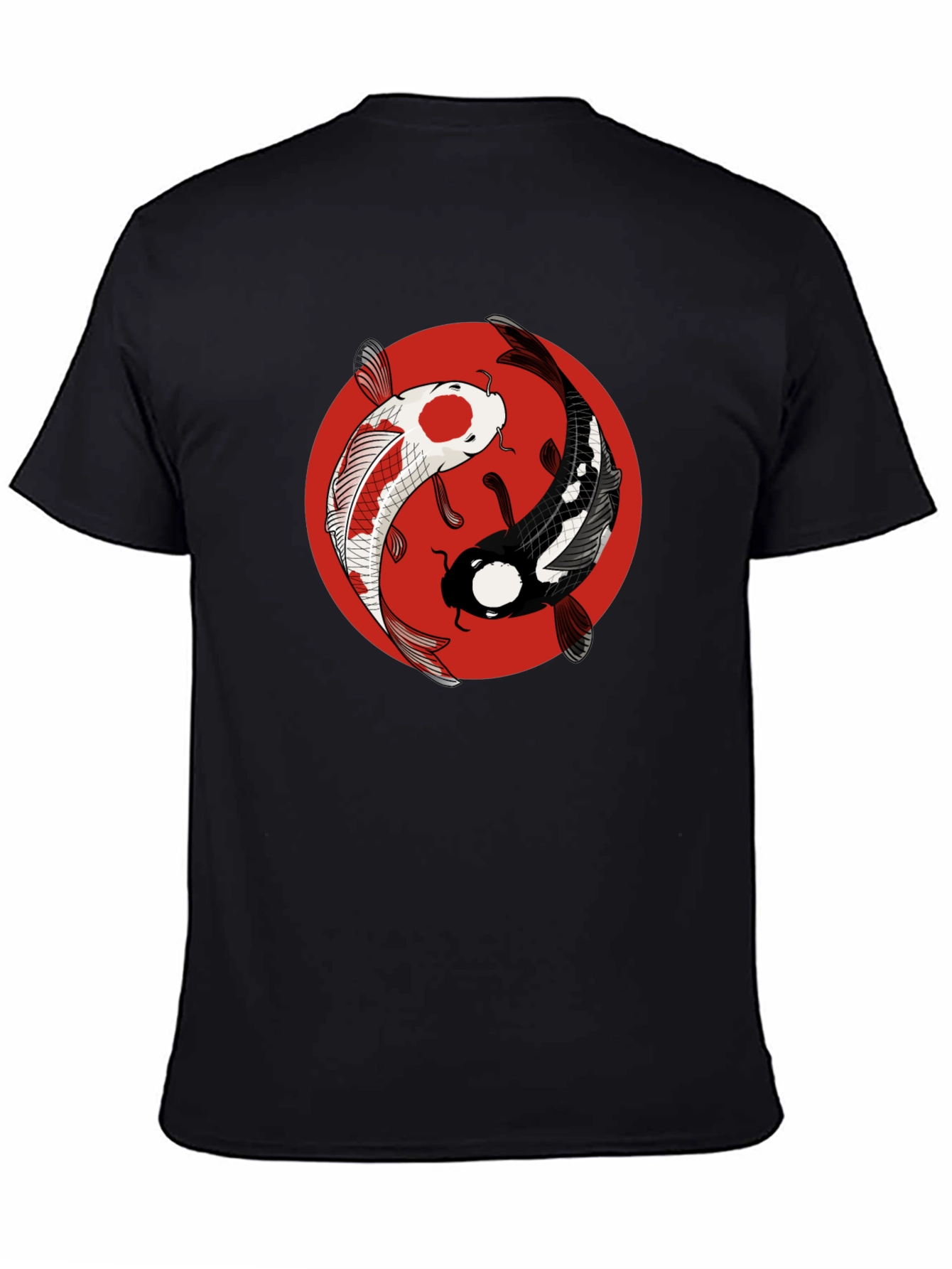 Black Yin Yang Koi Fish Graphic Tee - Black Cotton T-Shirt view 4