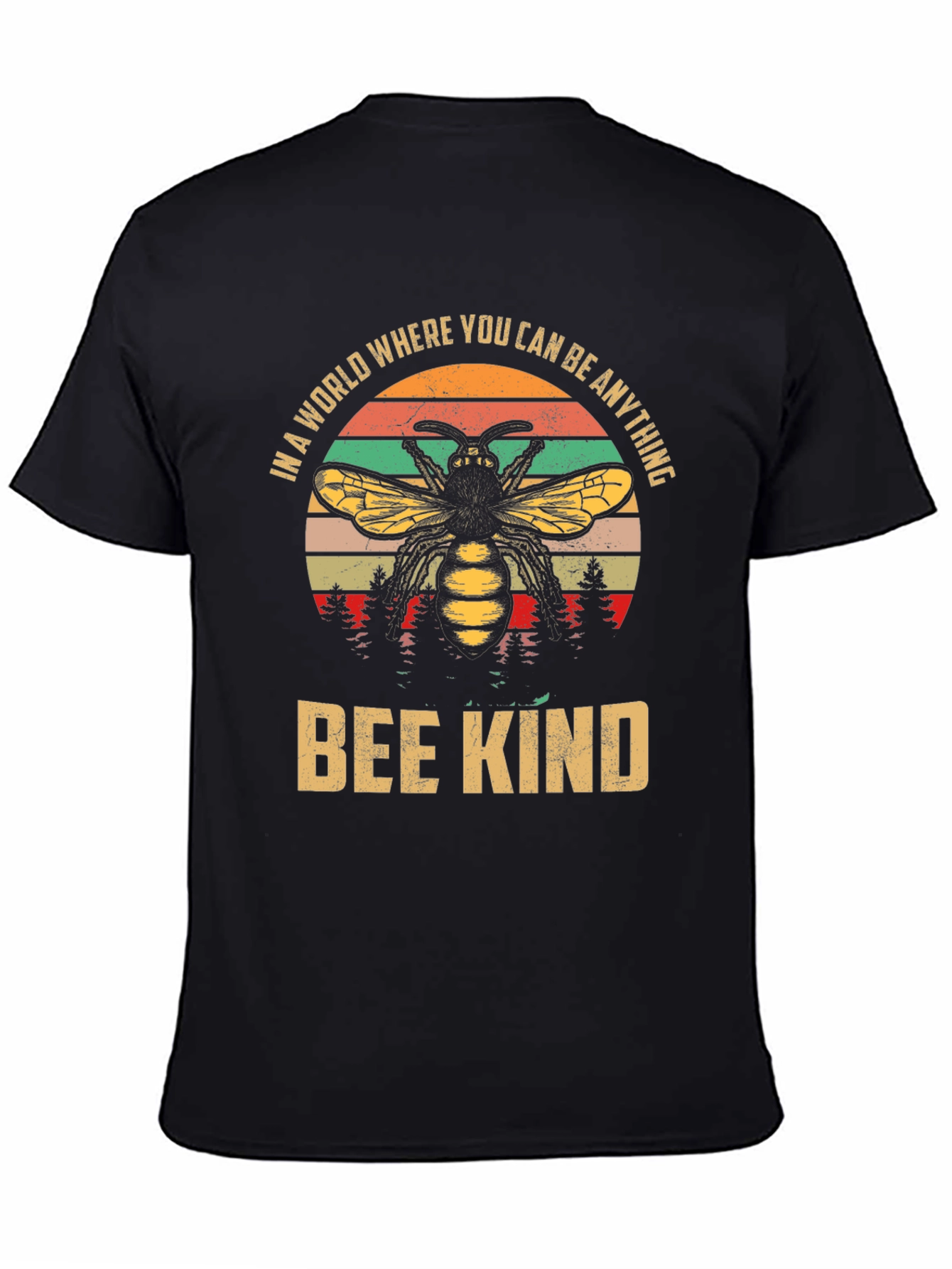 Black Bee Kind Graphic Tee - Trendy Casual Top view 4
