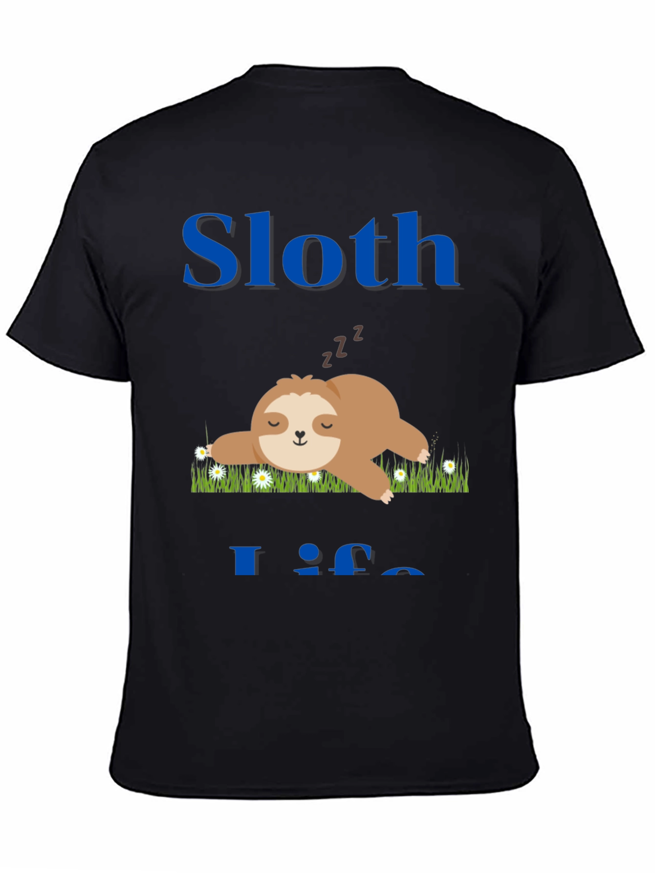 Black Sloth Life T-Shirt - Cute and Comfy view 4