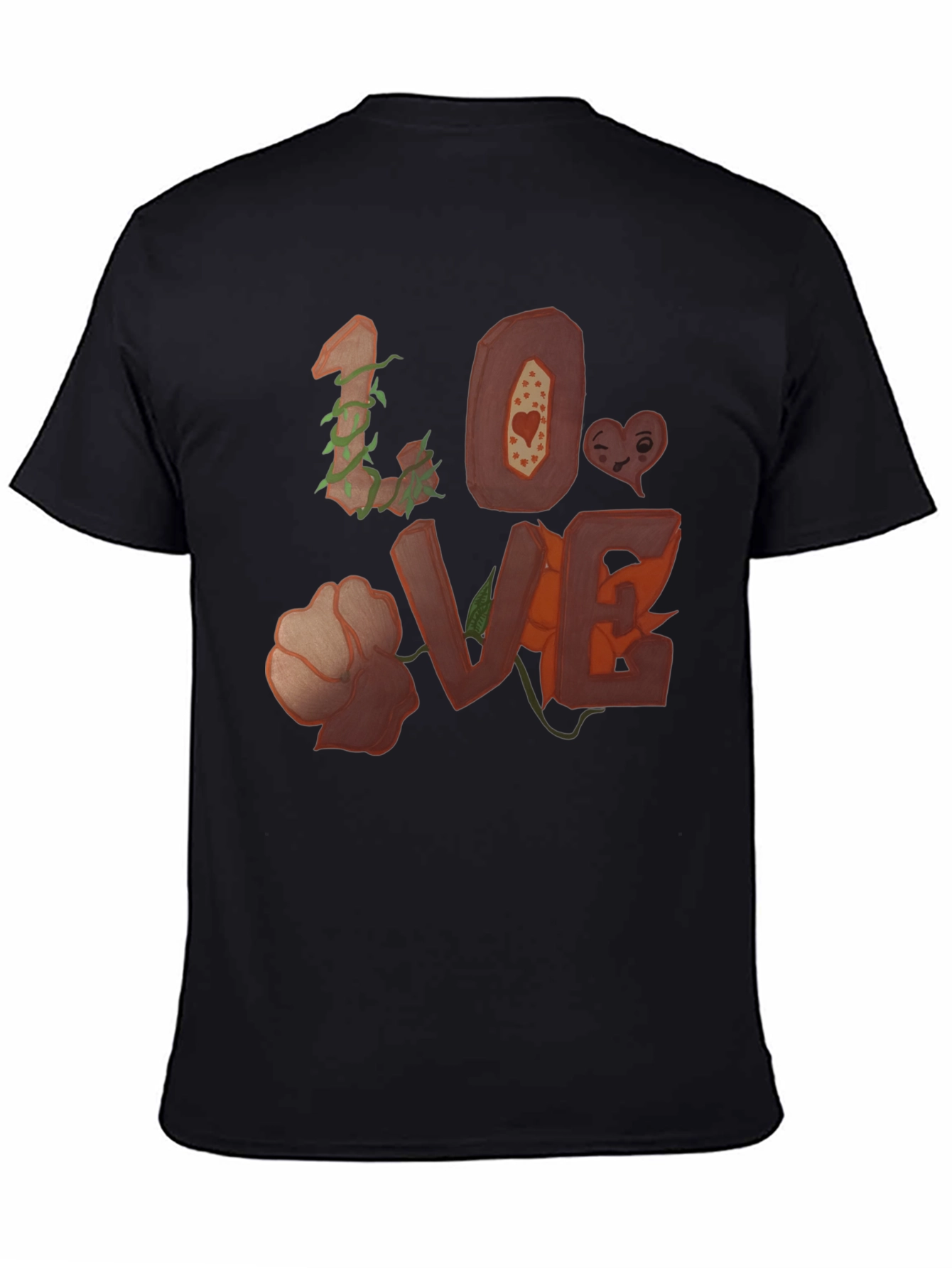 Black Floral LOVE Graphic Tee - Unique Heart Design view 4