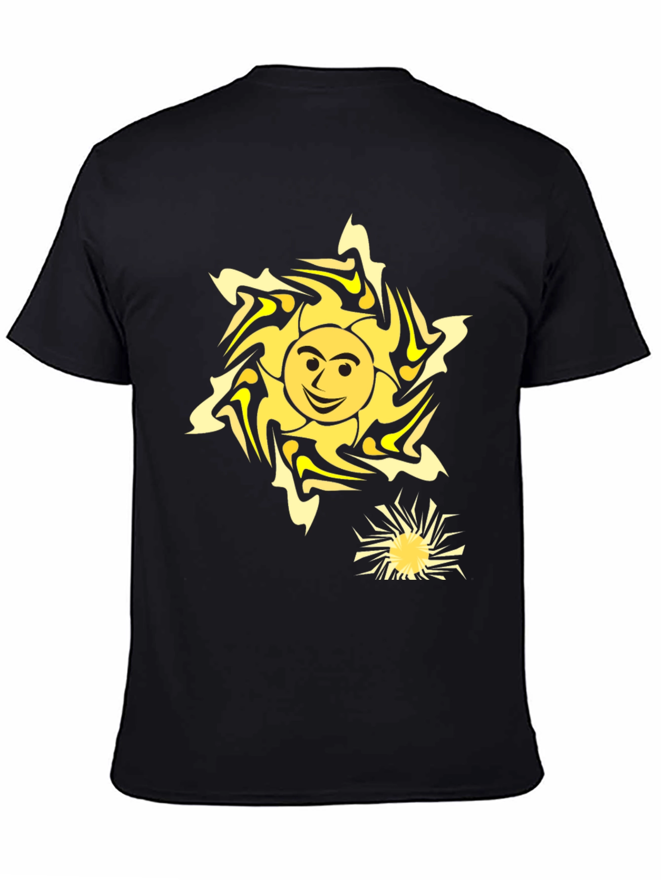 Black Smiling Sun Graphic Tee - Black Cotton Comfort view 4