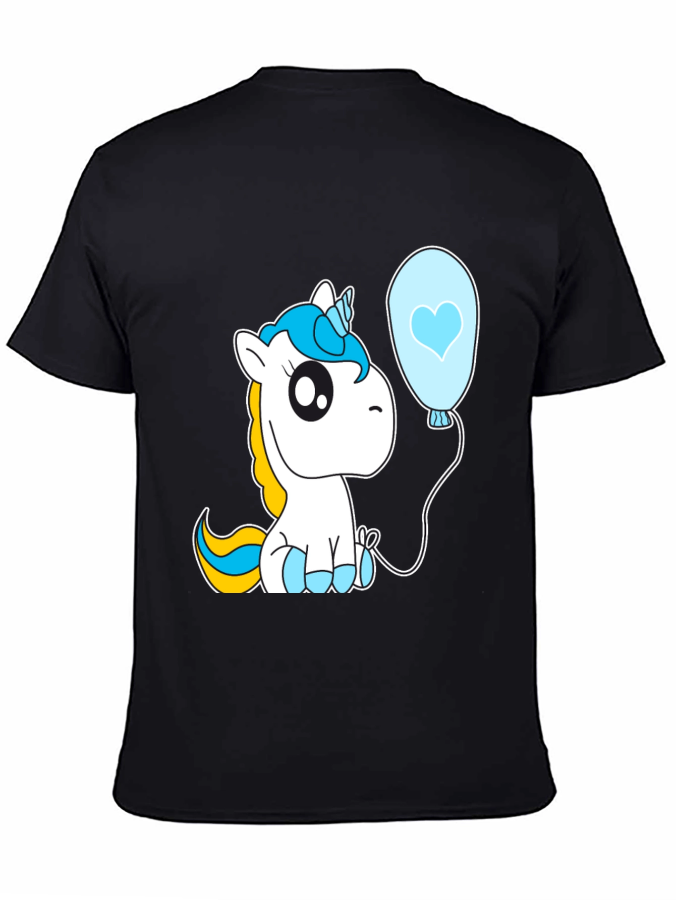 Black Cute Unicorn Balloon Graphic T-Shirt - Black view 4
