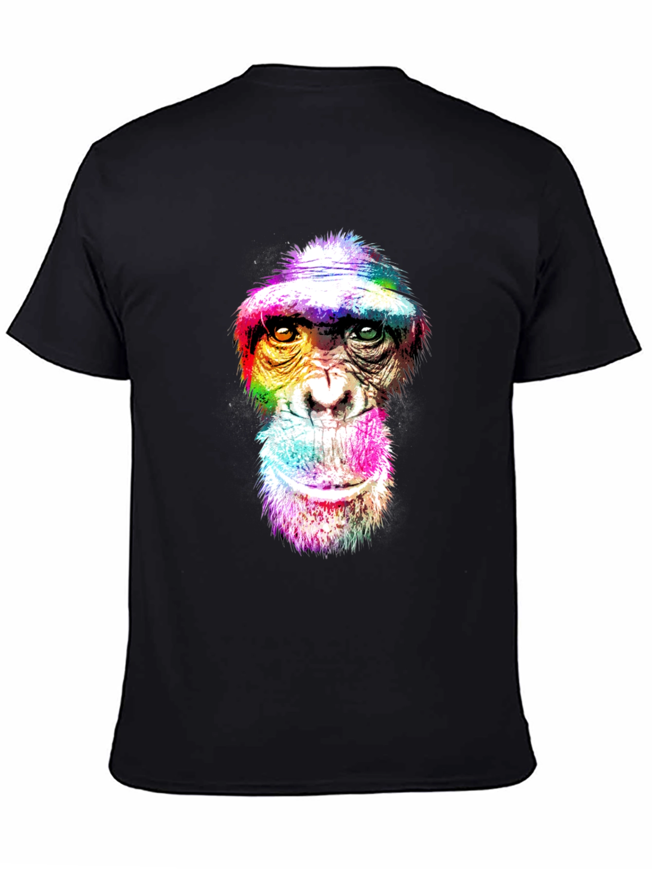 Black Colorful Chimpanzee Graphic Print T-Shirt view 4