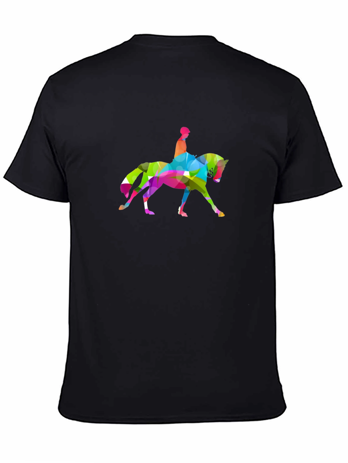 Black Geometric Horse Rider Graphic Tee - Stylish Black T-Shirt view 4