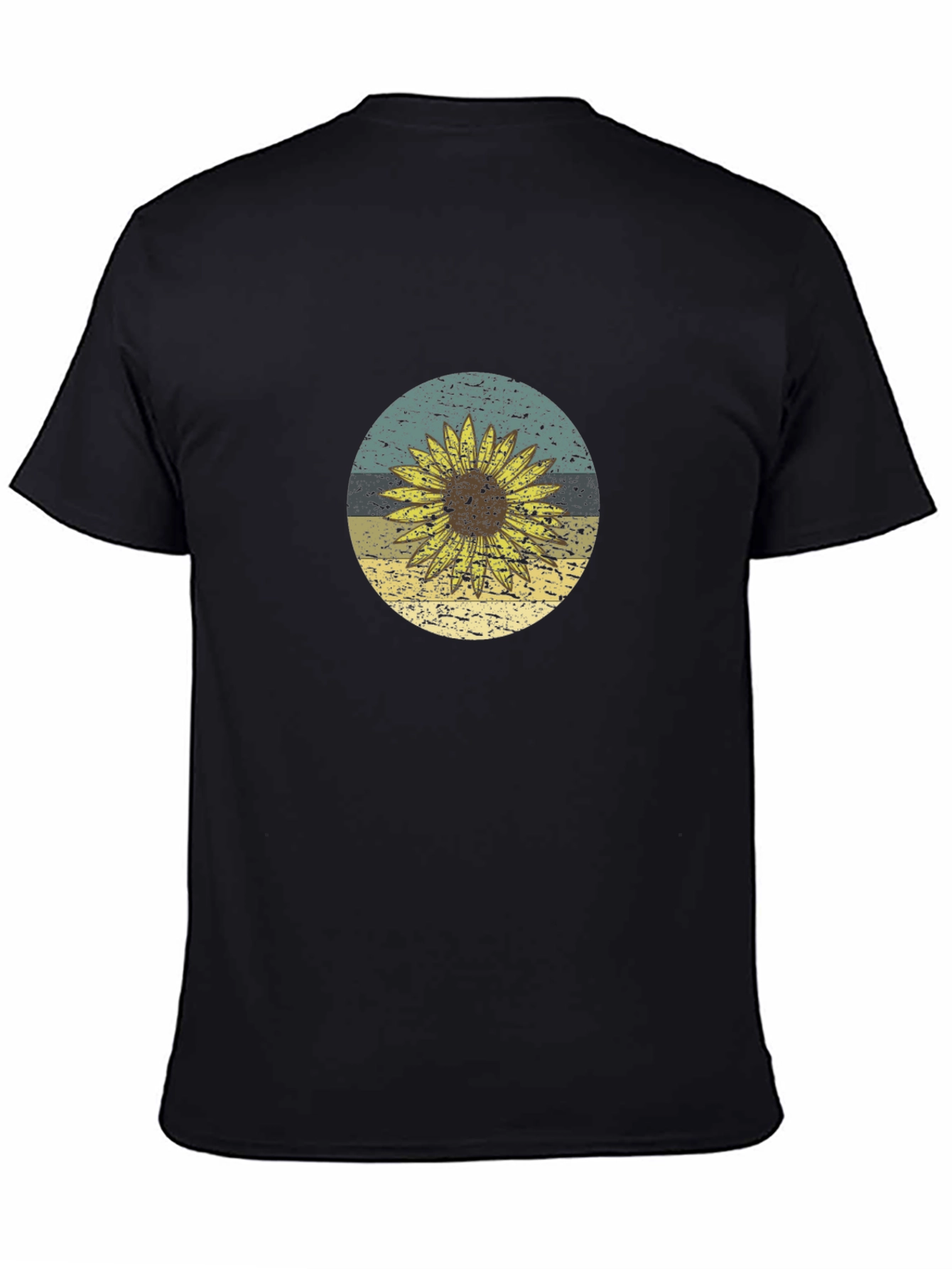 Black Sunflower Graphic Tee - Black Cotton T-Shirt view 4