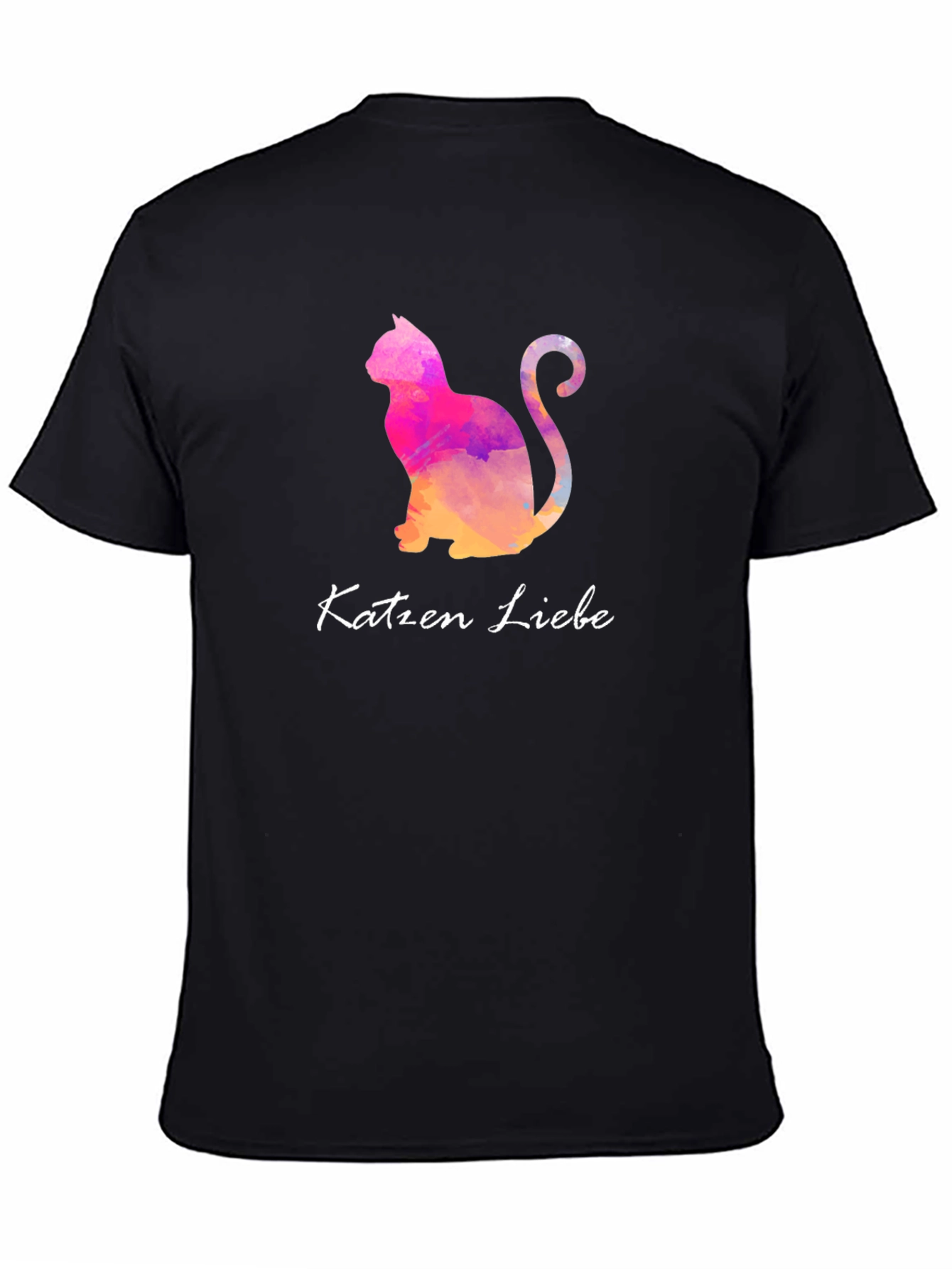Black Cat Lover T-Shirt - Katzen Liebe Watercolor view 4