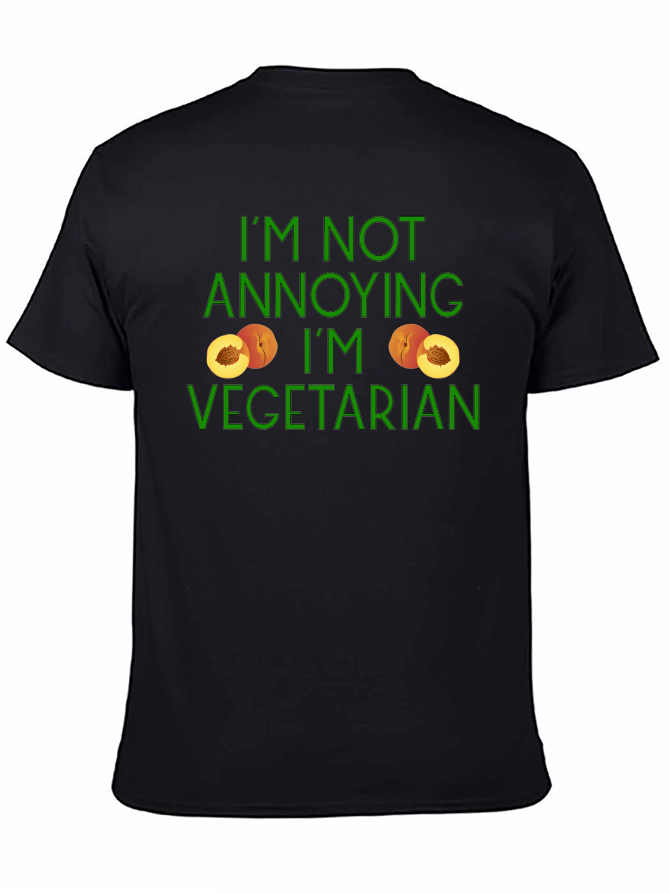 Black Vegetarian Peach Graphic Tee - Black Cotton Blend view 4
