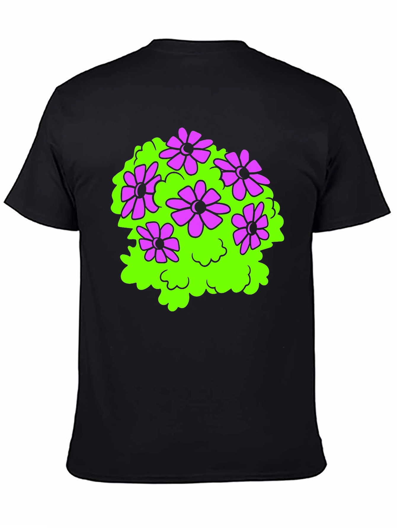 Black Black T-Shirt with Floral Bush Design view 4