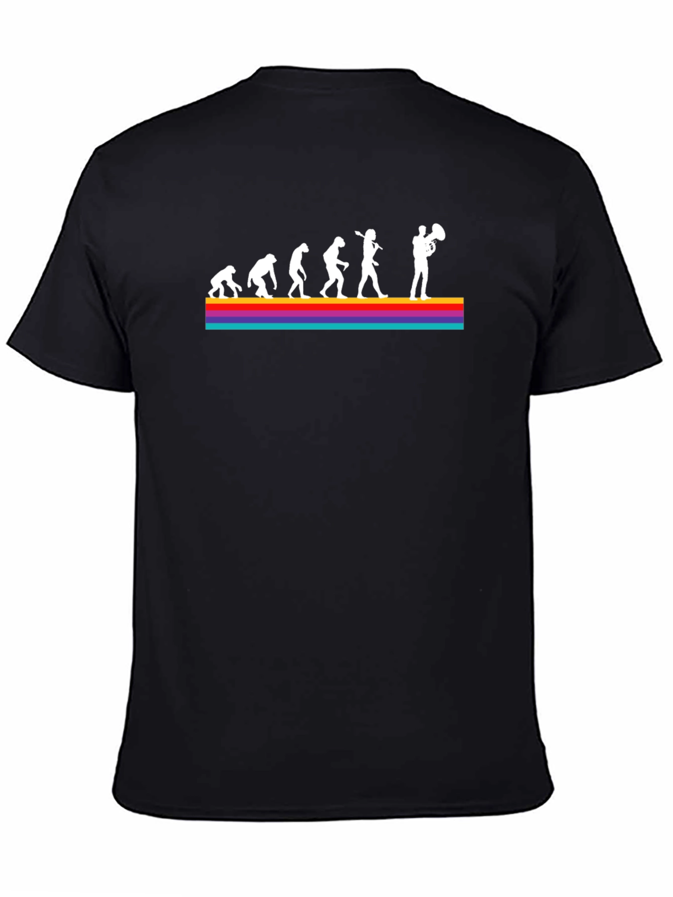 Black Evolution of Tuba Player Black T-Shirt view 4