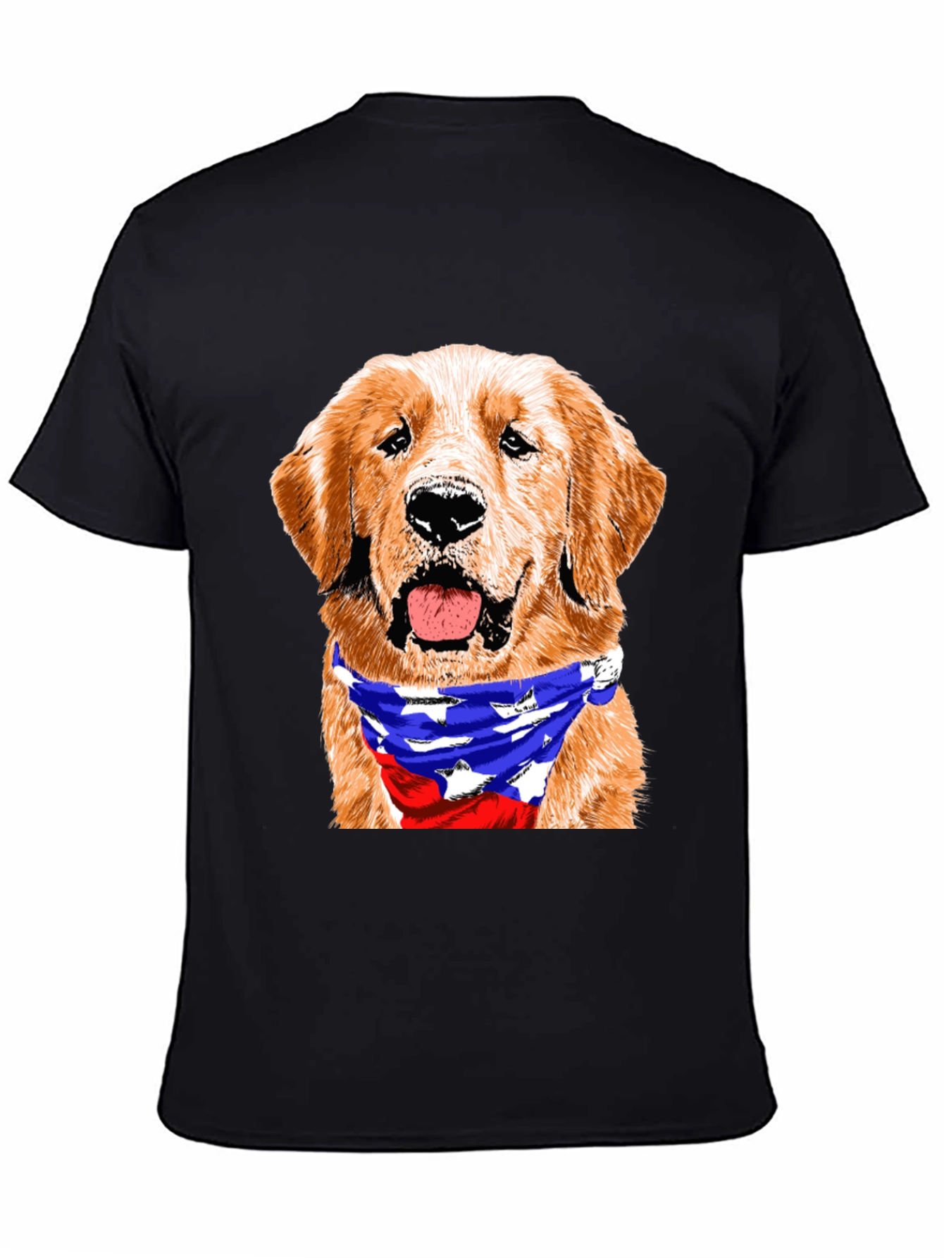 Black Golden Retriever American Flag Bandana T-Shirt view 4