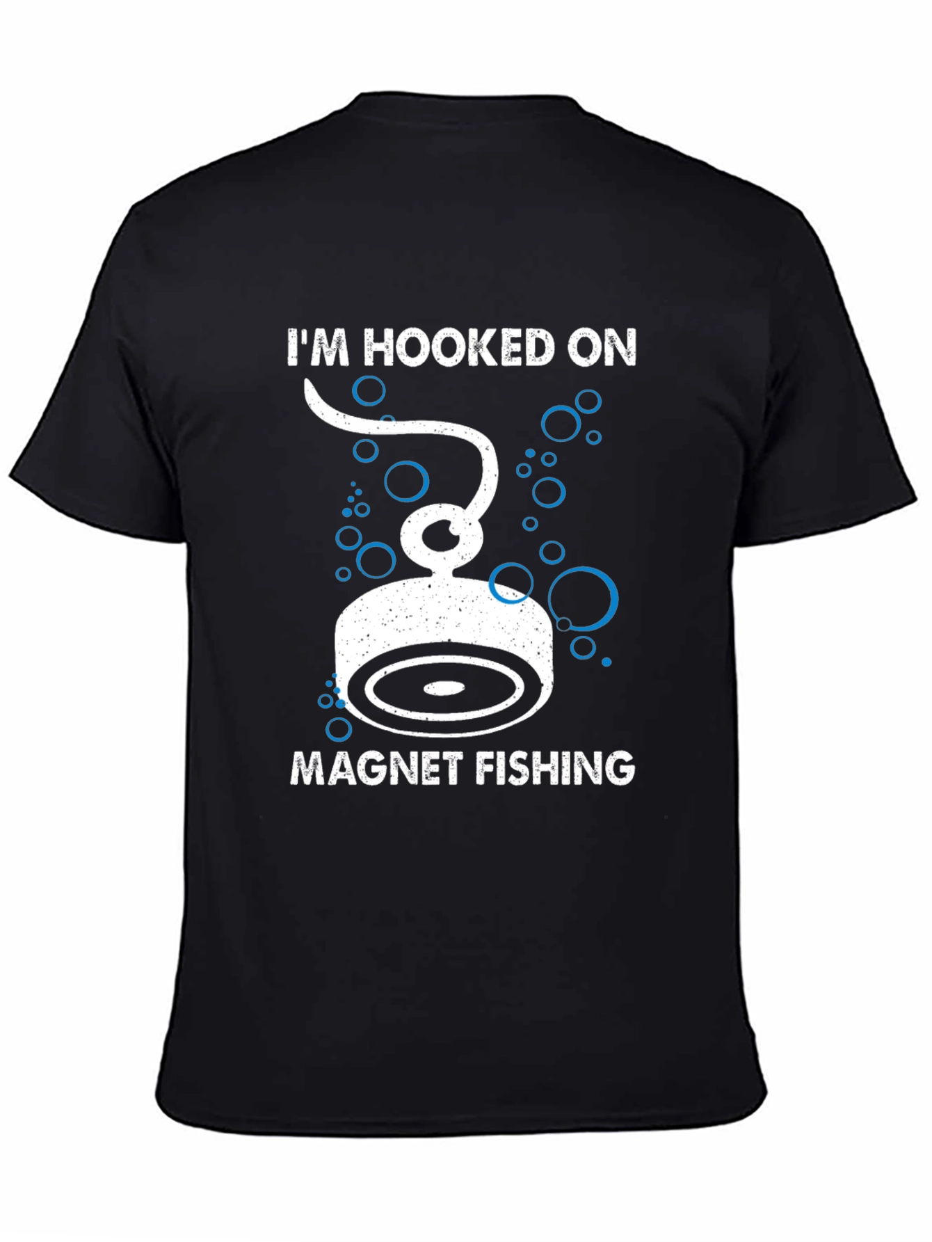 Black Hooked on Magnet Fishing T-Shirt view 4