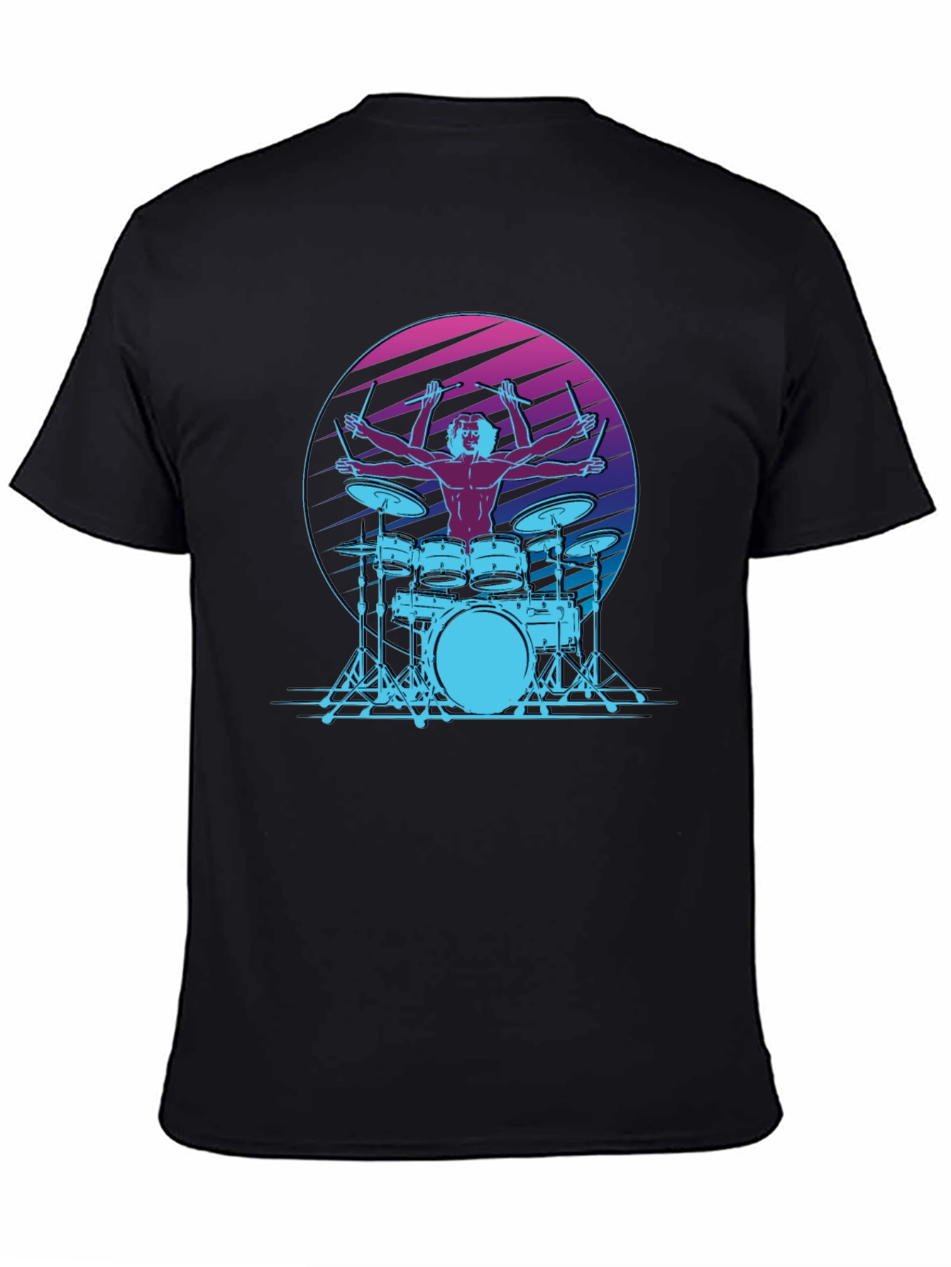 Black Drummer Graphic Tee - Cool Retro Design view 4