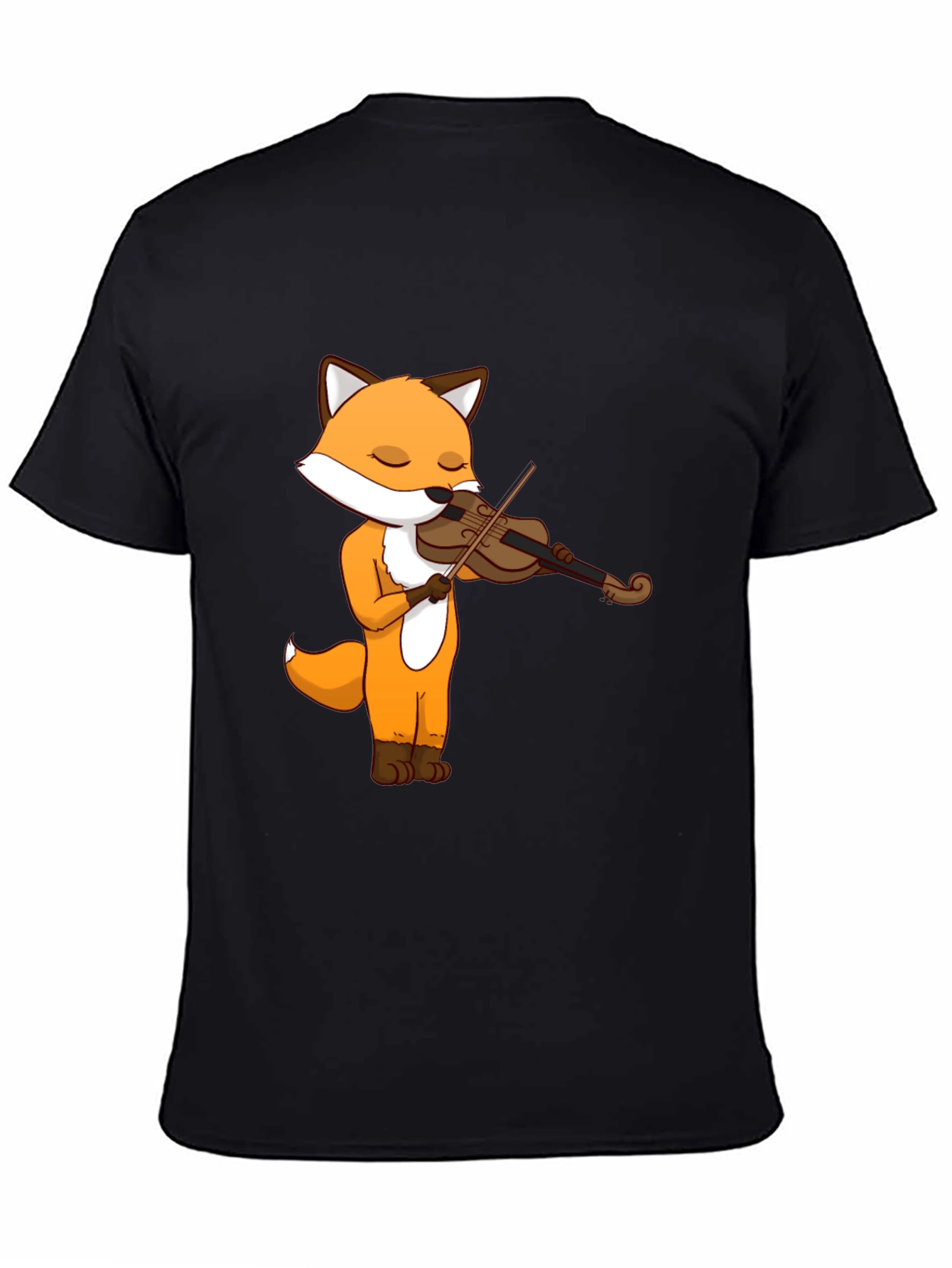 Black Fox Violinist Graphic Tee - Unisex Cotton T-Shirt view 4