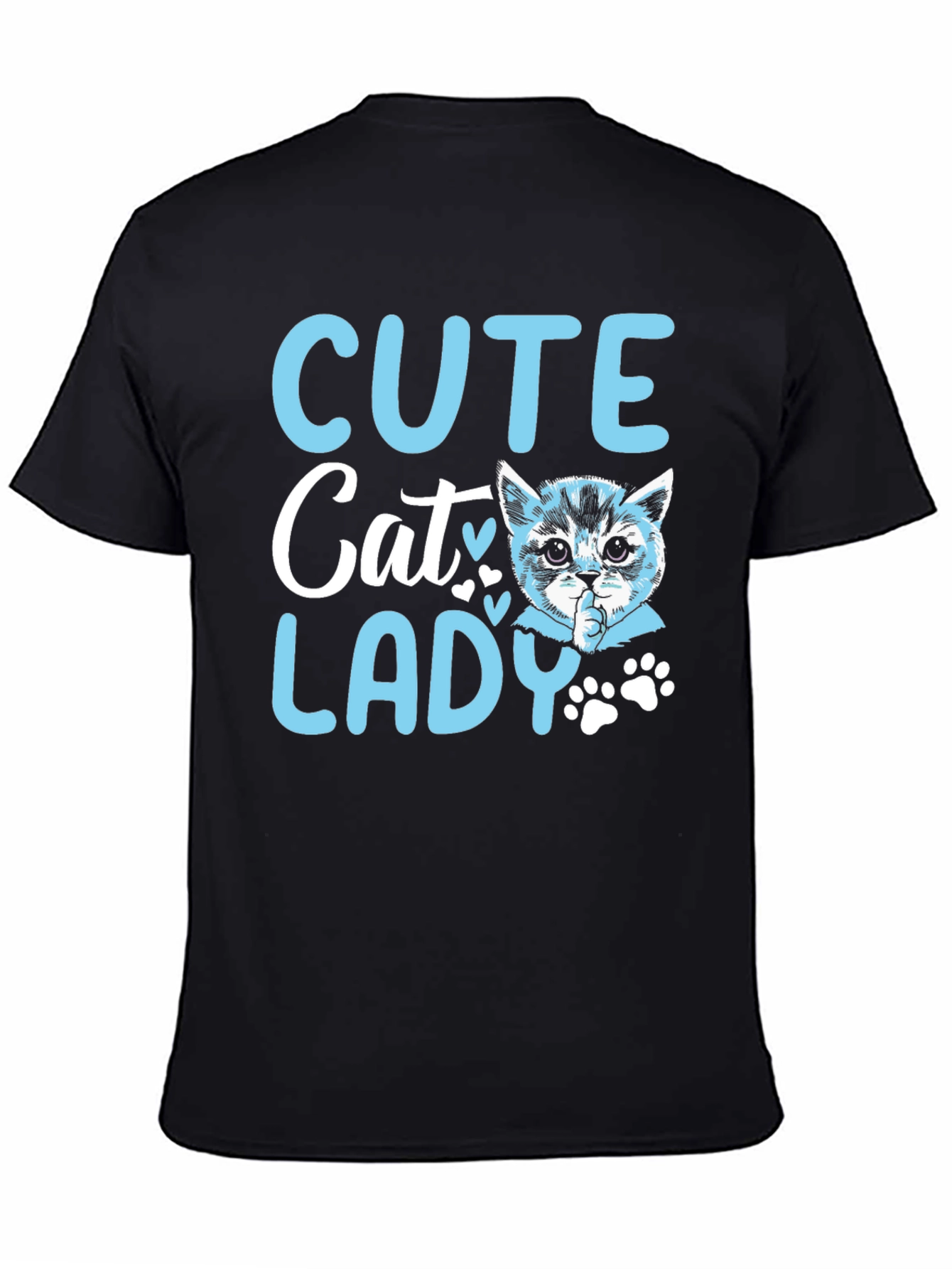 Black Cute Cat Lady Graphic T-Shirt view 4