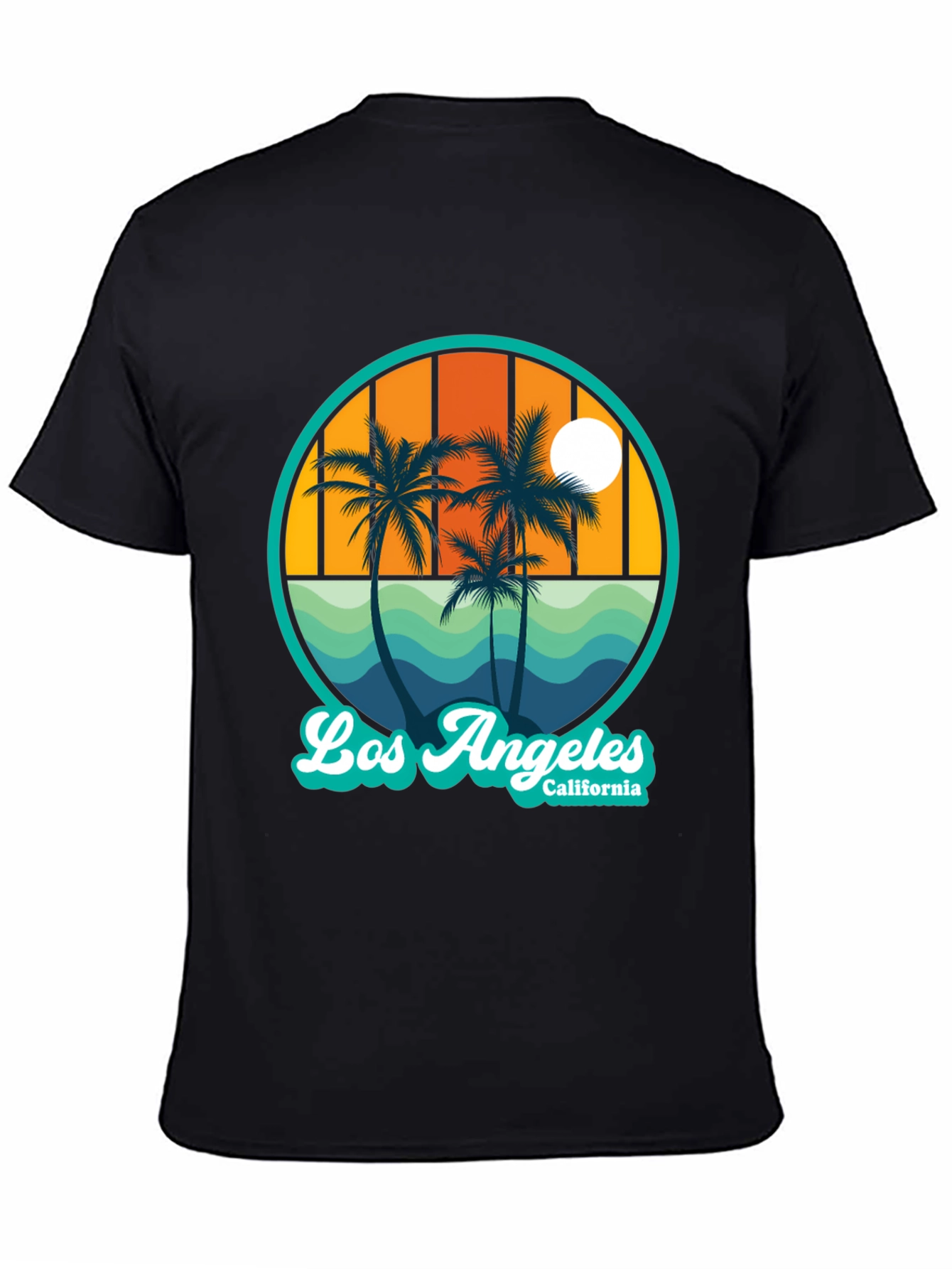 Black Los Angeles California Palms Graphic T-Shirt view 4