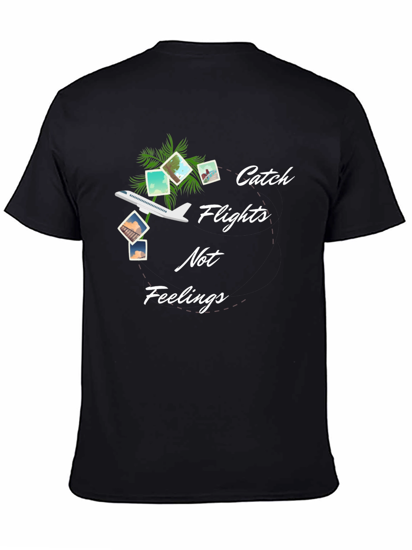 Black Catch Flights Not Feelings Graphic Tee view 4