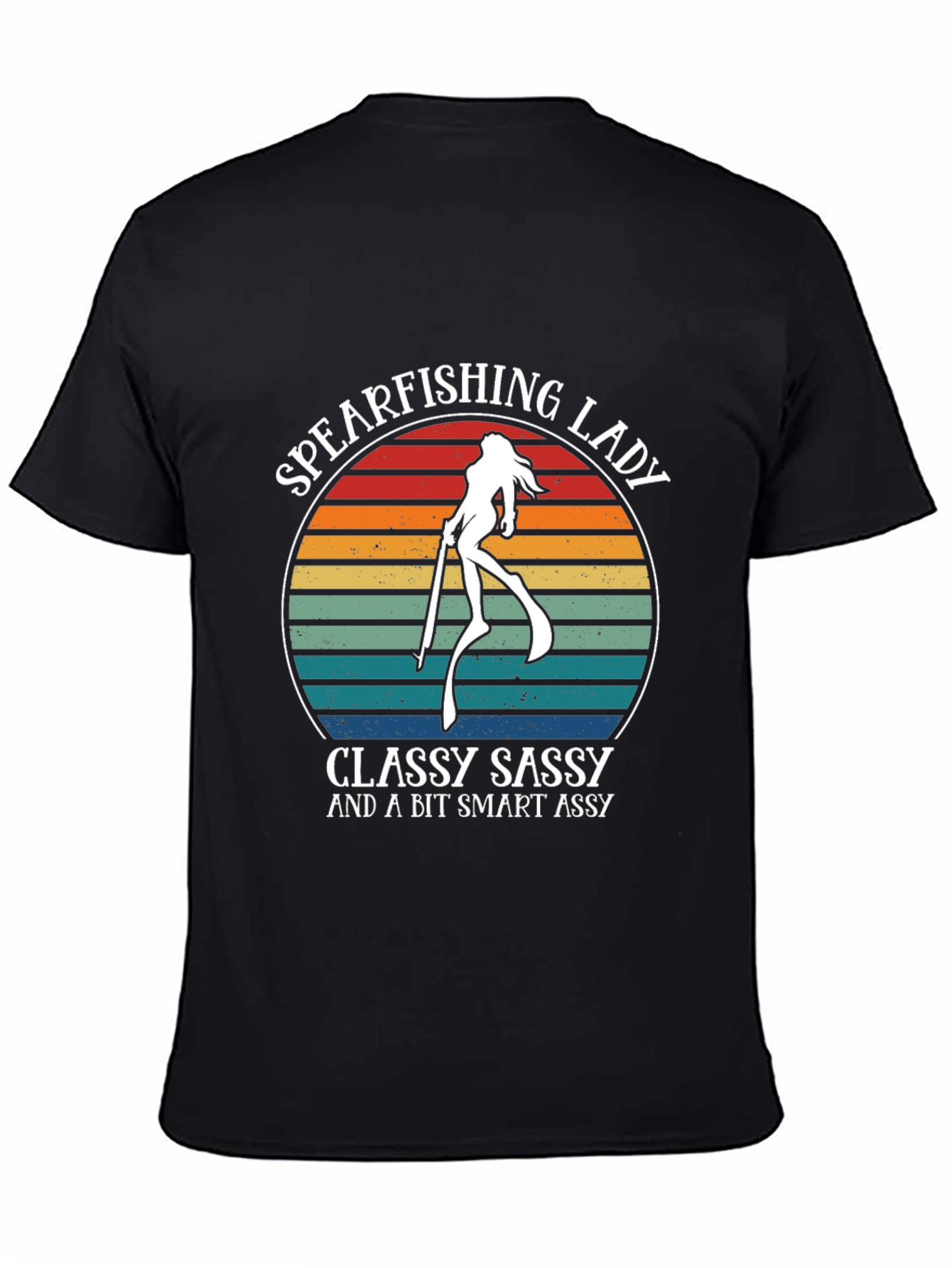 Black Spearfishing Lady T-Shirt - Classy Sassy Smart Assy view 4