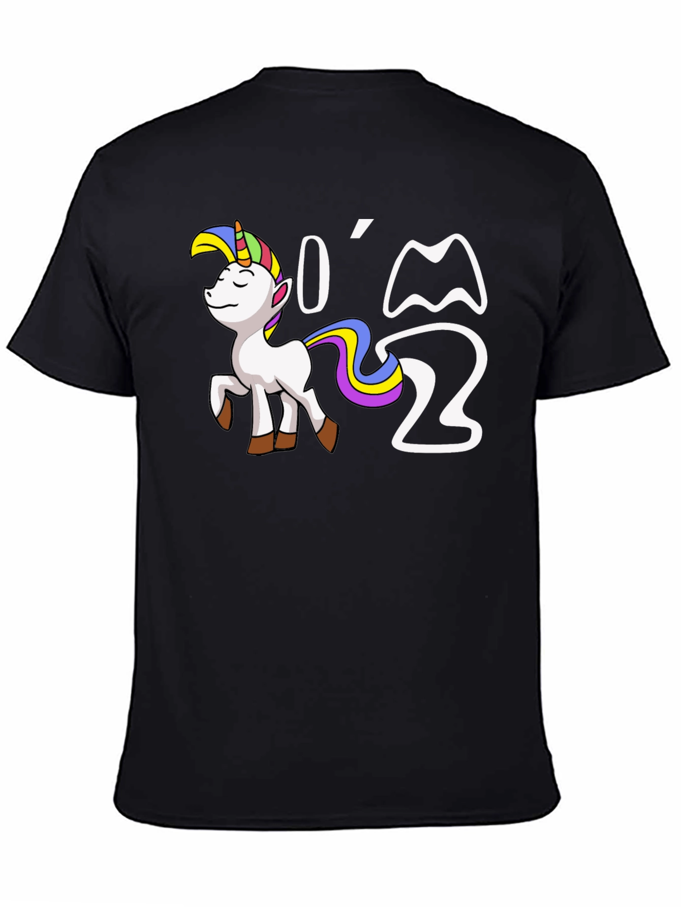 Black I'm Two Unicorn Birthday T-Shirt view 4