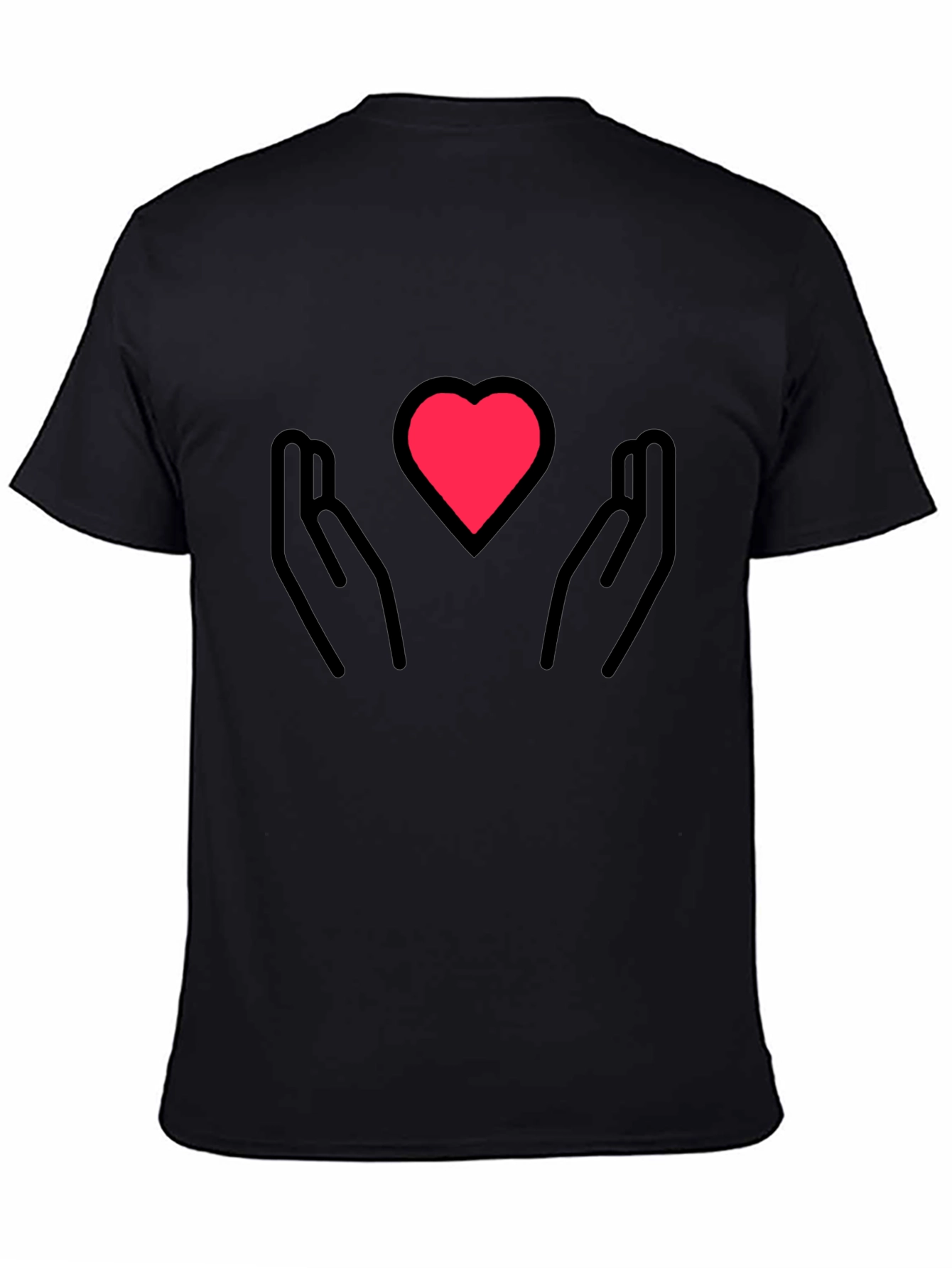 Black Heart in Hands Graphic Tee - Black Cotton Blend view 4