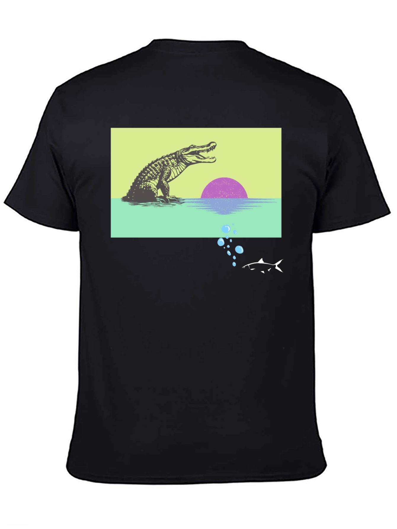 Black Retro Gator Sunset Graphic Tee view 4
