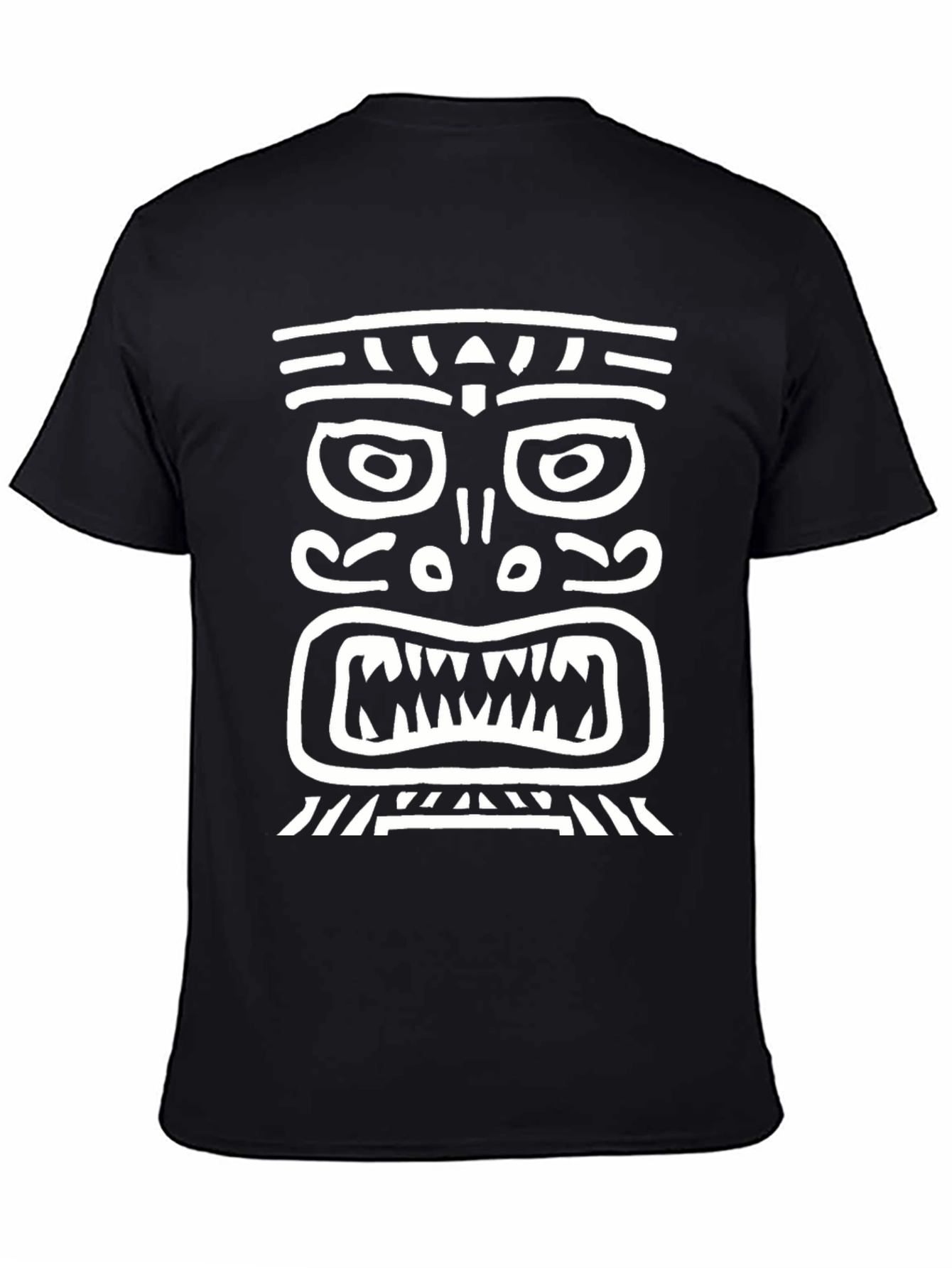 Black Tribal Mask Graphic Tee - Men's Black T-Shirt view 4