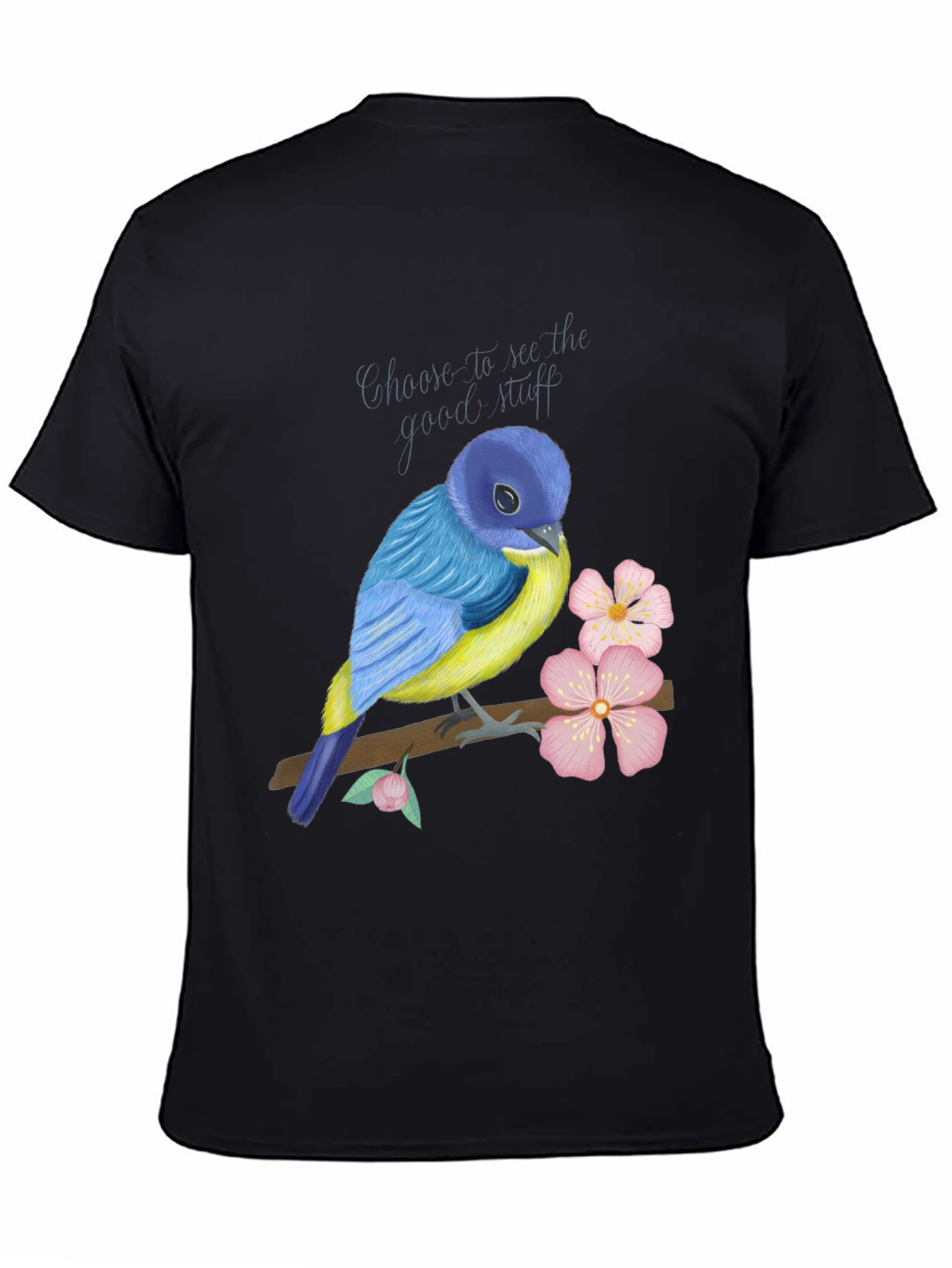 Black Blue Bird Graphic T-Shirt - Choose to See the Good view 4