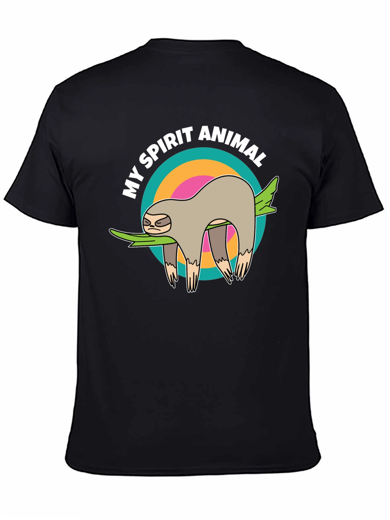 Black My Spirit Animal Sloth T-Shirt - Unisex Graphic Tee view 4