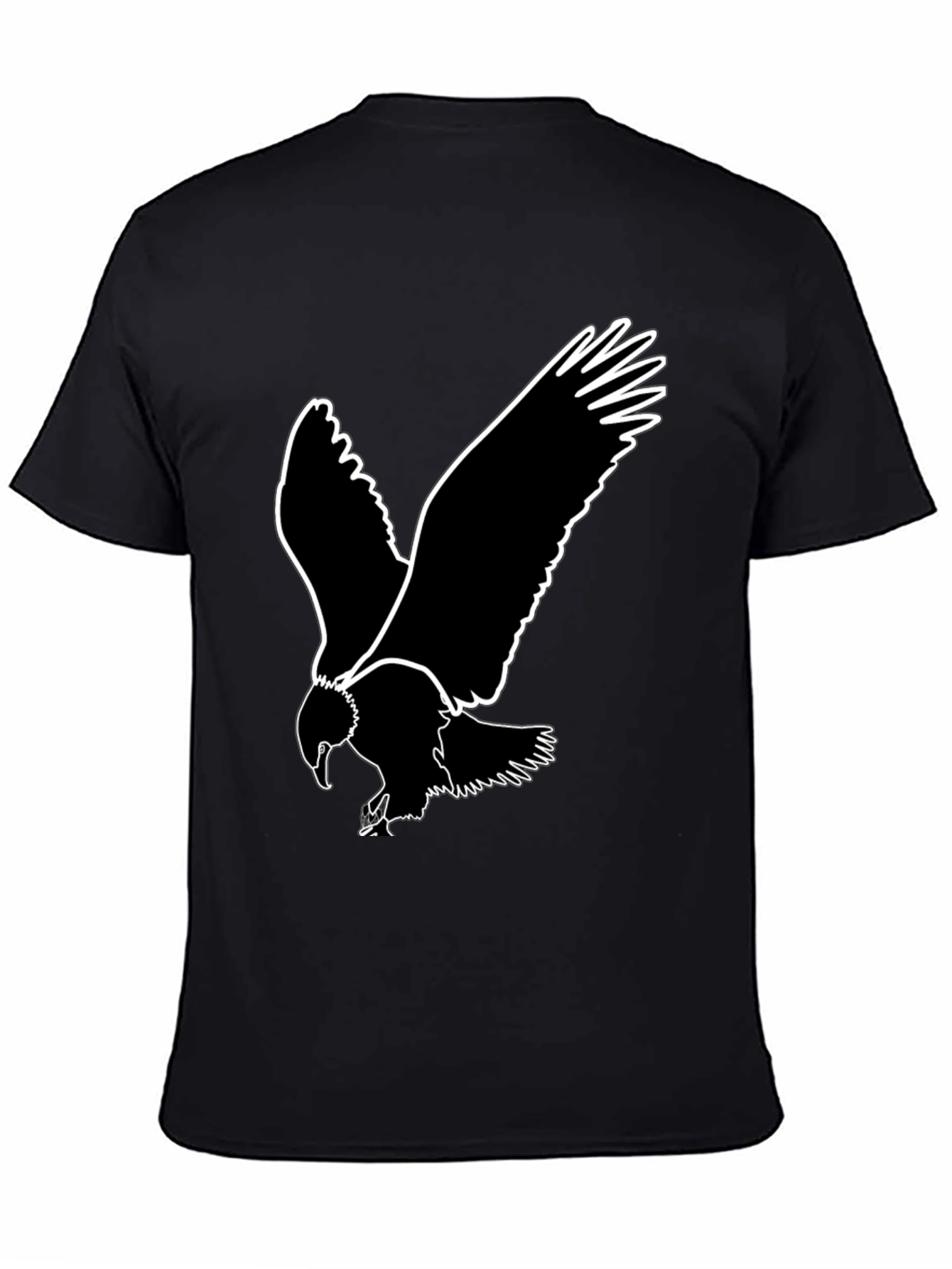 Black Bold Eagle Graphic Tee - Black Cotton T-Shirt view 4