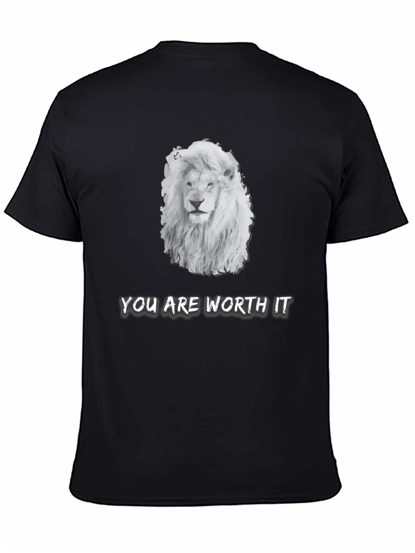 Black Lion Graphic Tee - "You Are Worth It" Unisex T-Shirt view 4