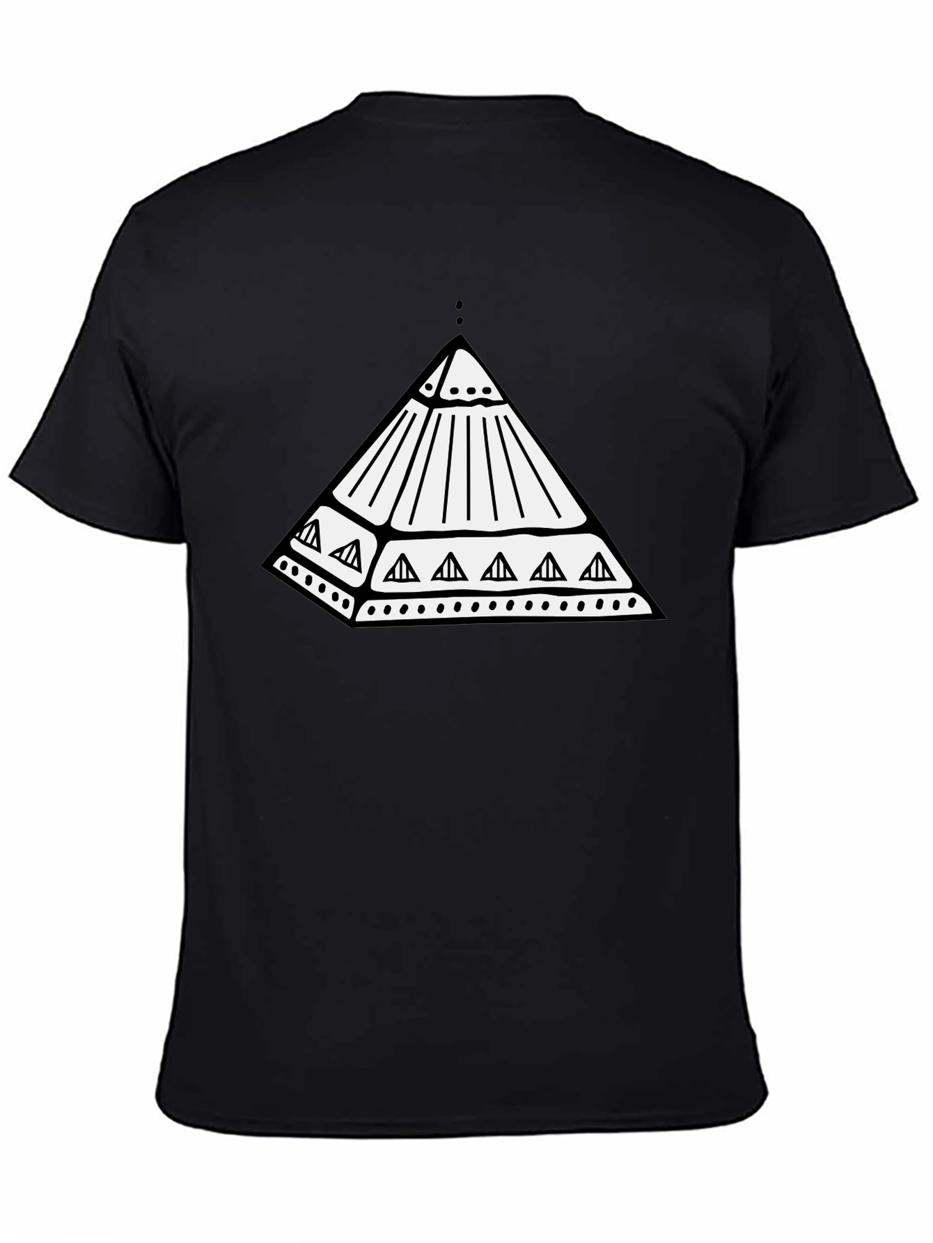 Black Geometric Pyramid Graphic Black T-Shirt view 4