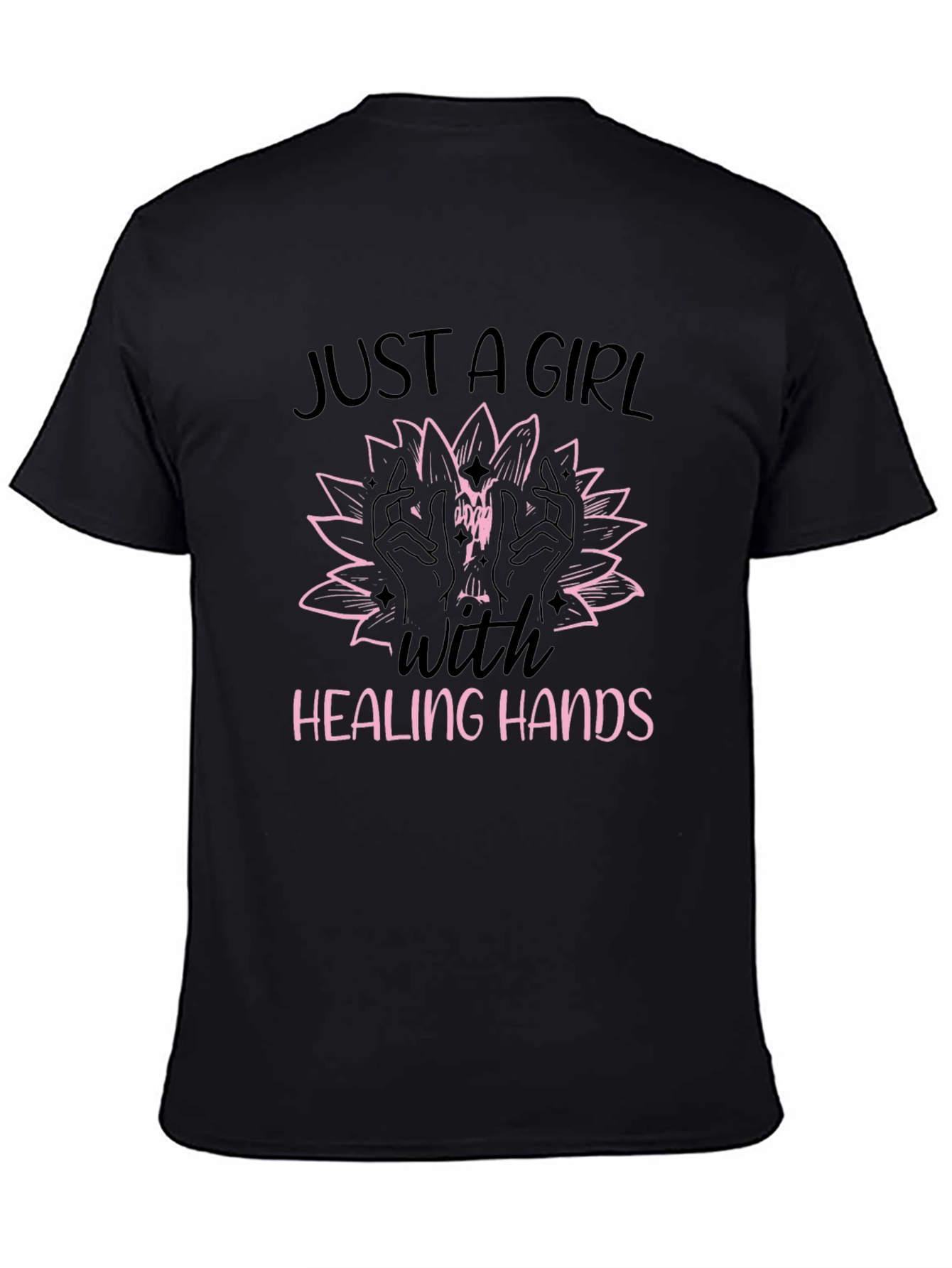 Black Healing Hands Graphic Tee - Black Cotton T-Shirt view 4
