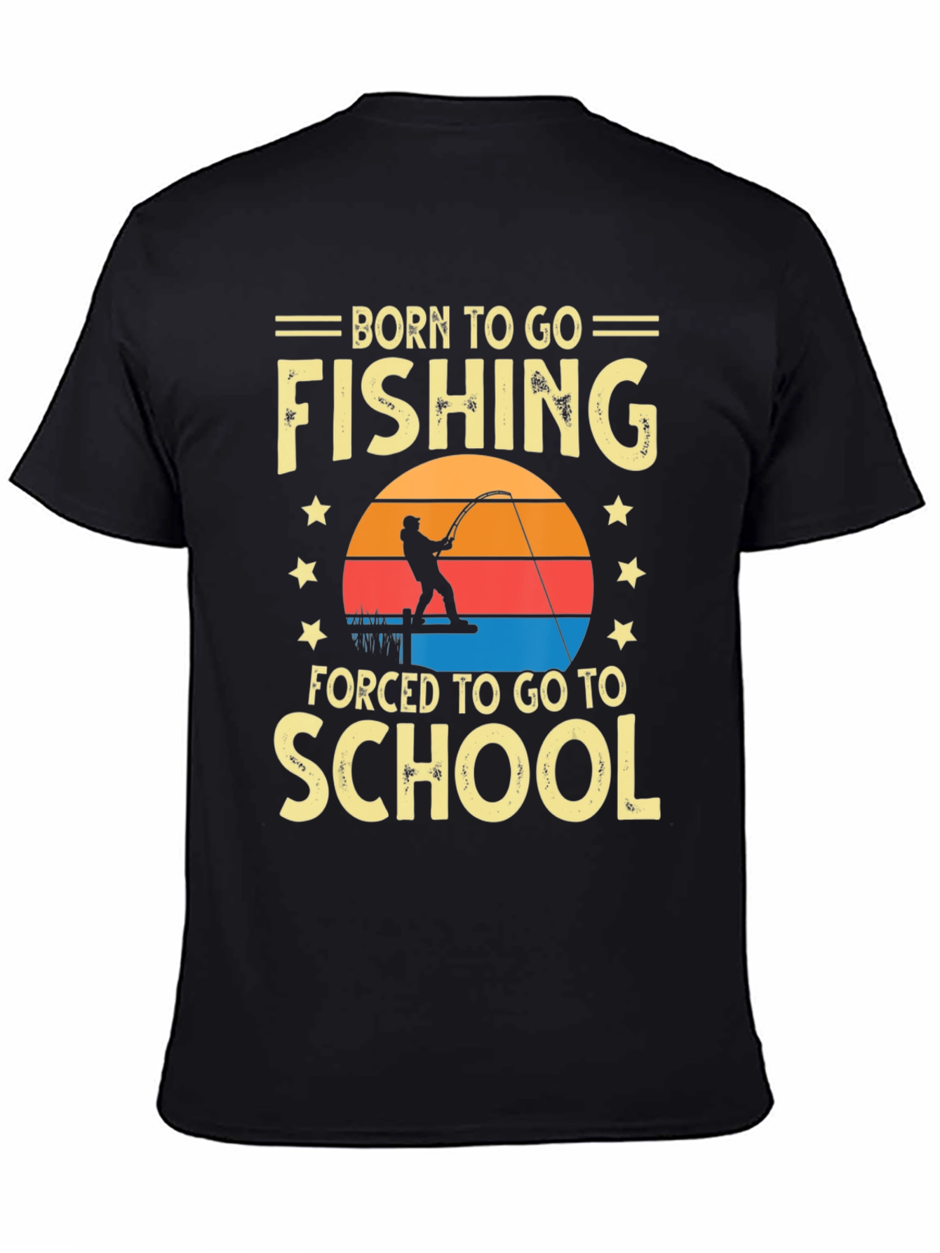 Black Born To Go Fishing T-Shirt view 4