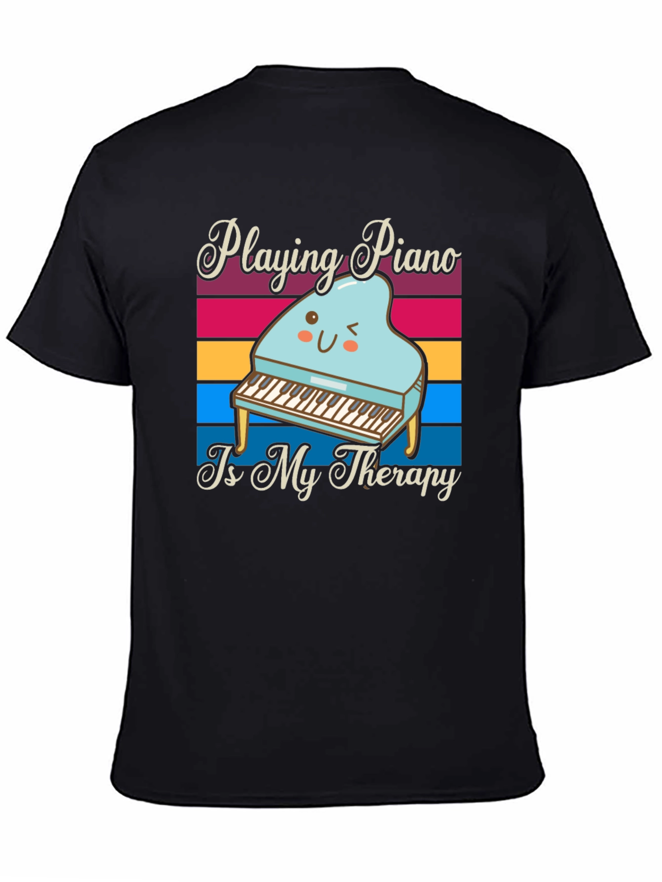 Black Playing Piano is My Therapy T-Shirt view 4