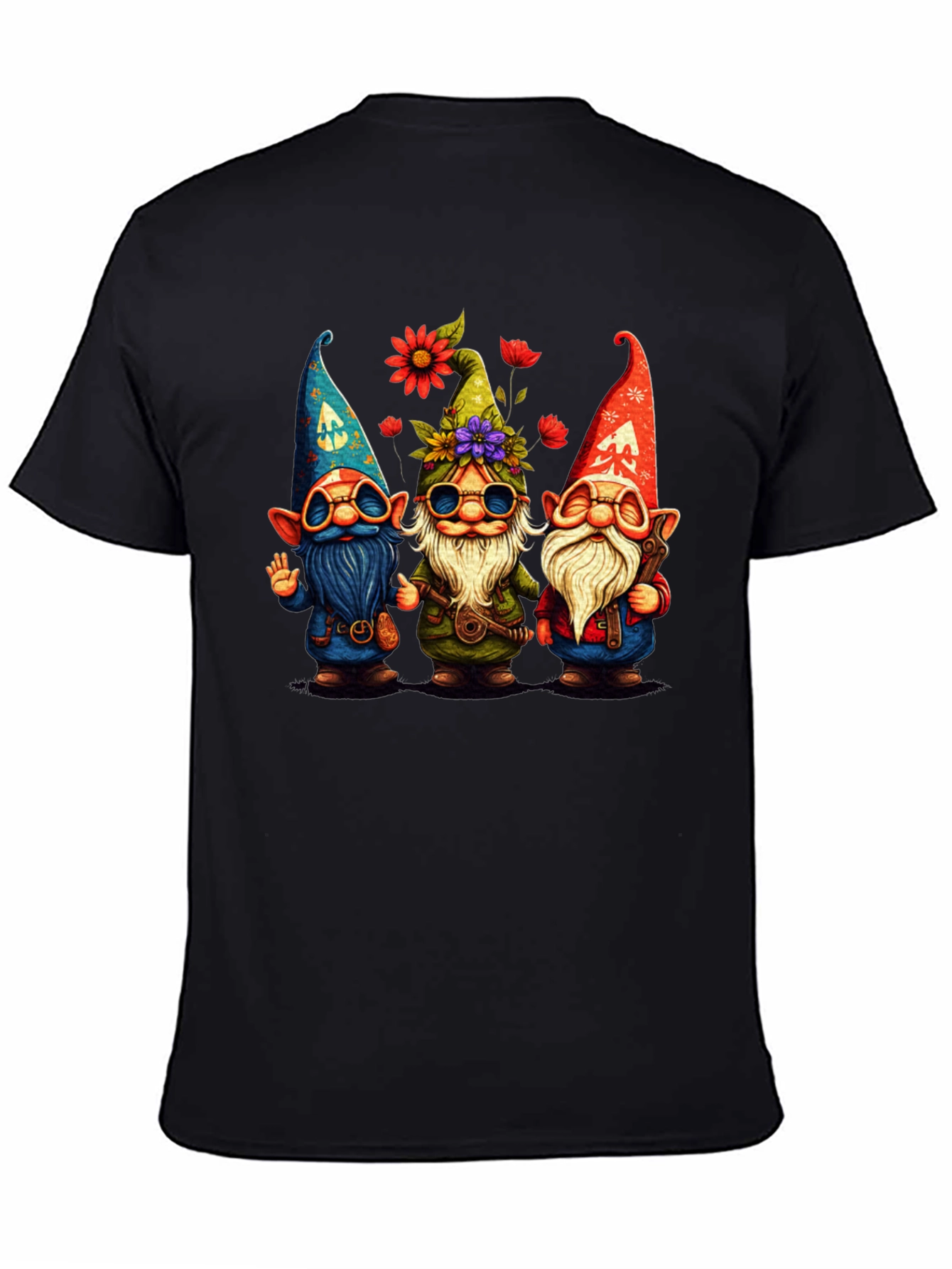 Black Hippie Gnome Graphic Tee view 4