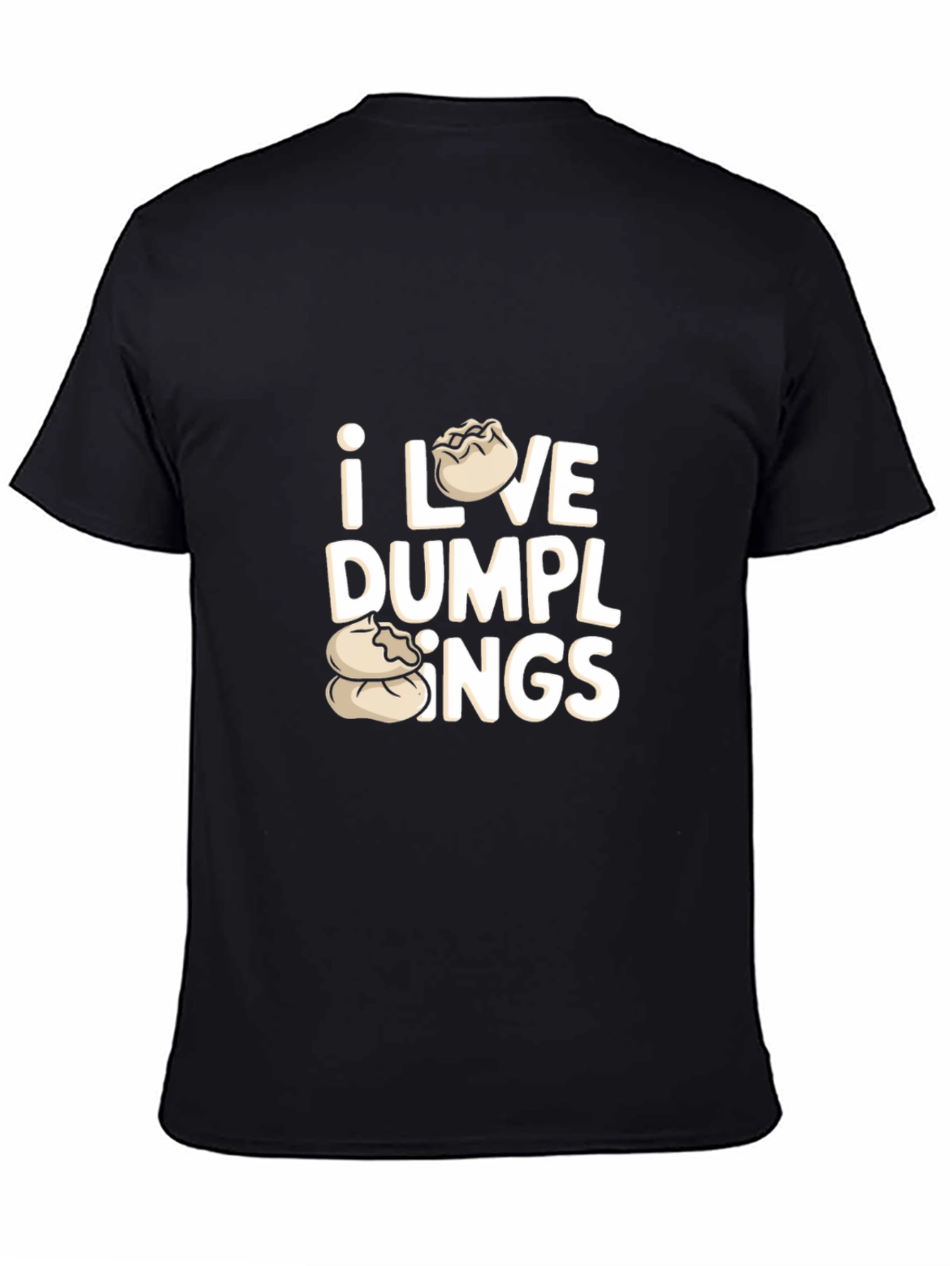 Black I Love Dumplings Graphic T-Shirt - Casual Wear view 4