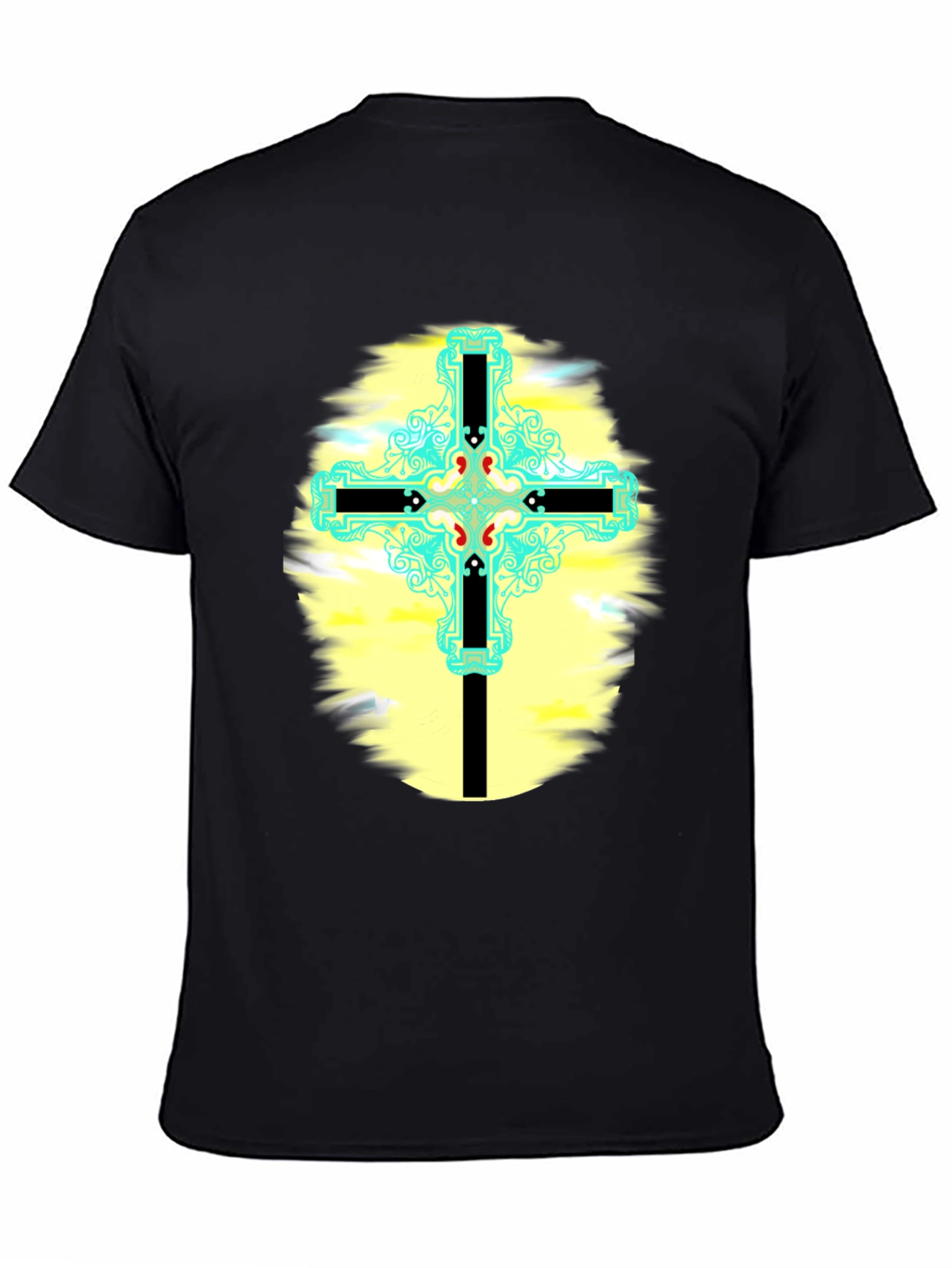 Black Cross Graphic T-Shirt - Black Cotton Blend view 4