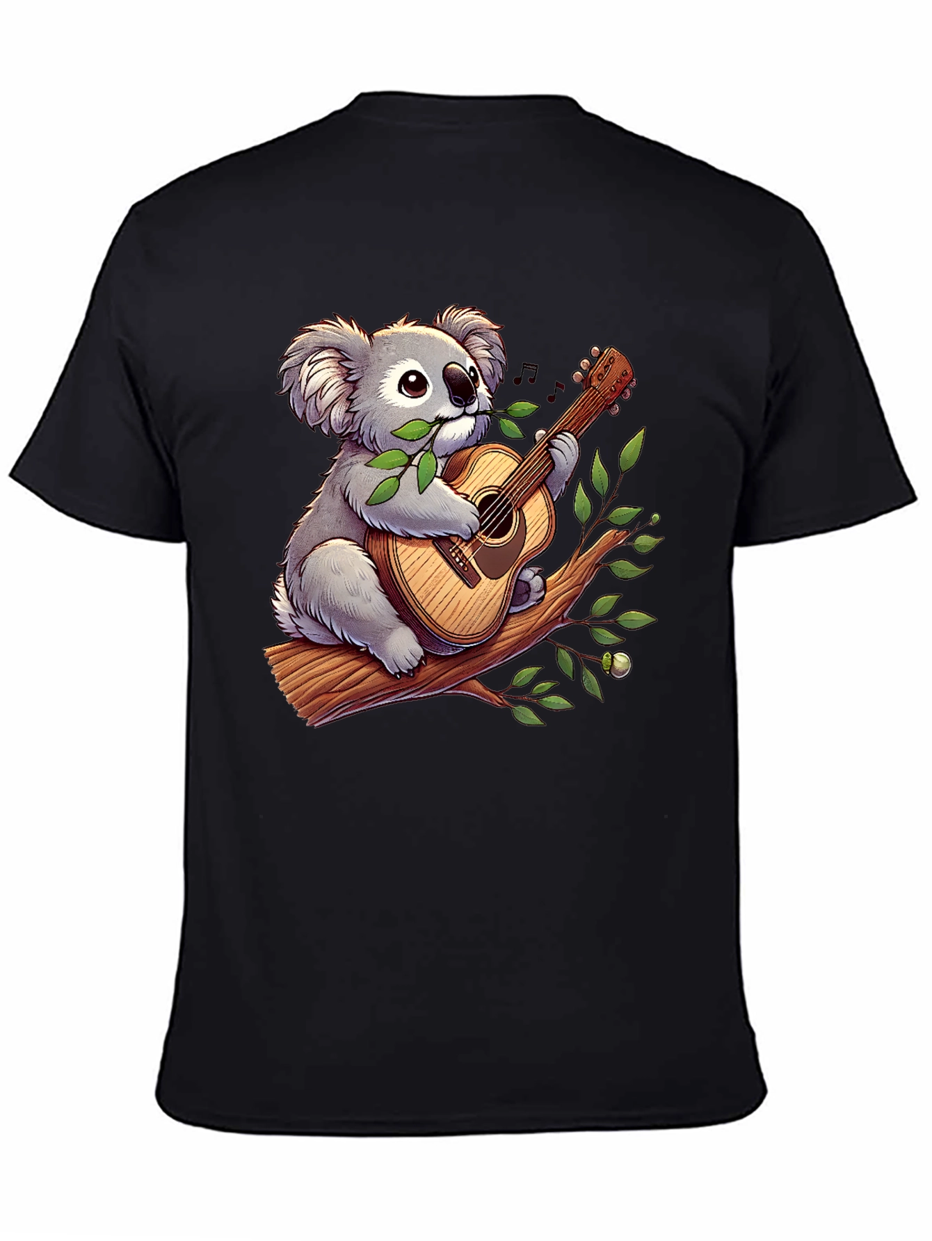 Black Koala Guitar Player Graphic T-Shirt view 4