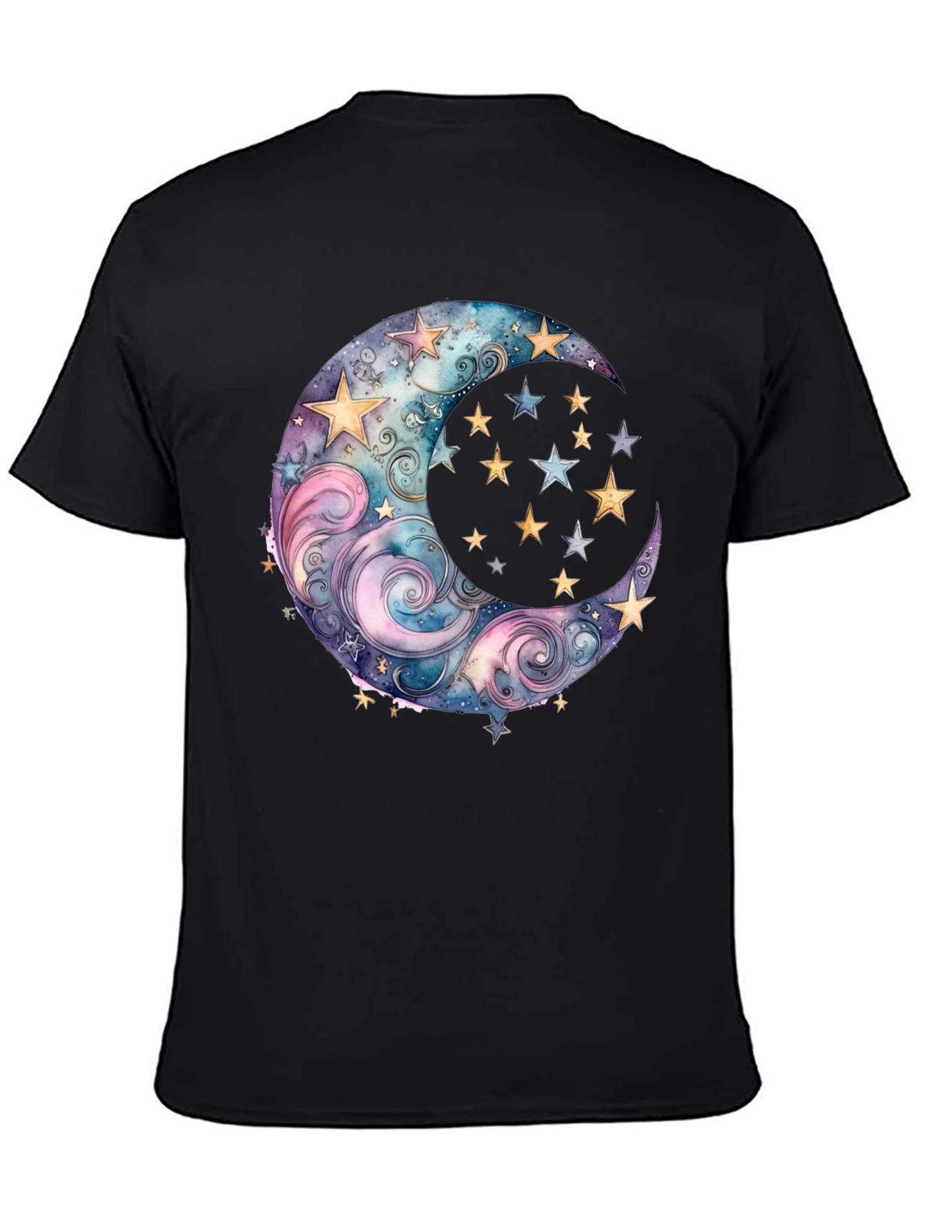 Black Celestial Moon and Stars Graphic Tee - Black view 4