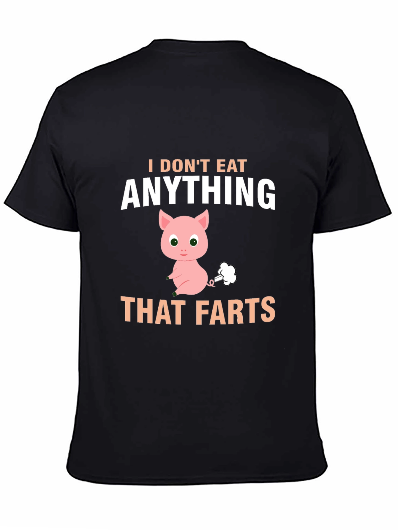 Black Funny Vegan T-Shirt - I Don't Eat Anything That Farts view 4