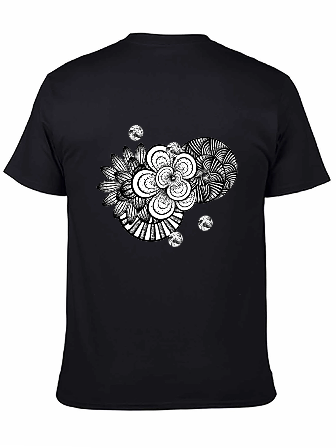 Black Abstract Floral Graphic Black T-Shirt view 4