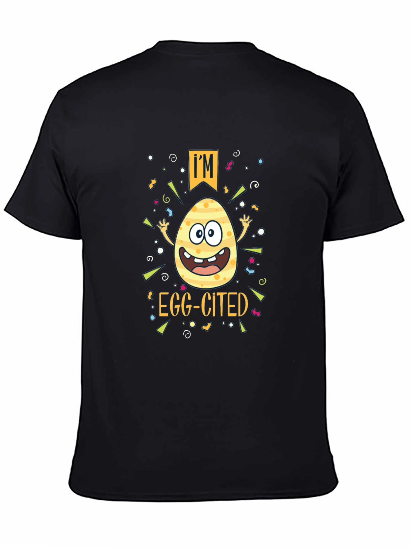 Camiseta Negra "Egg-cited" Pascua