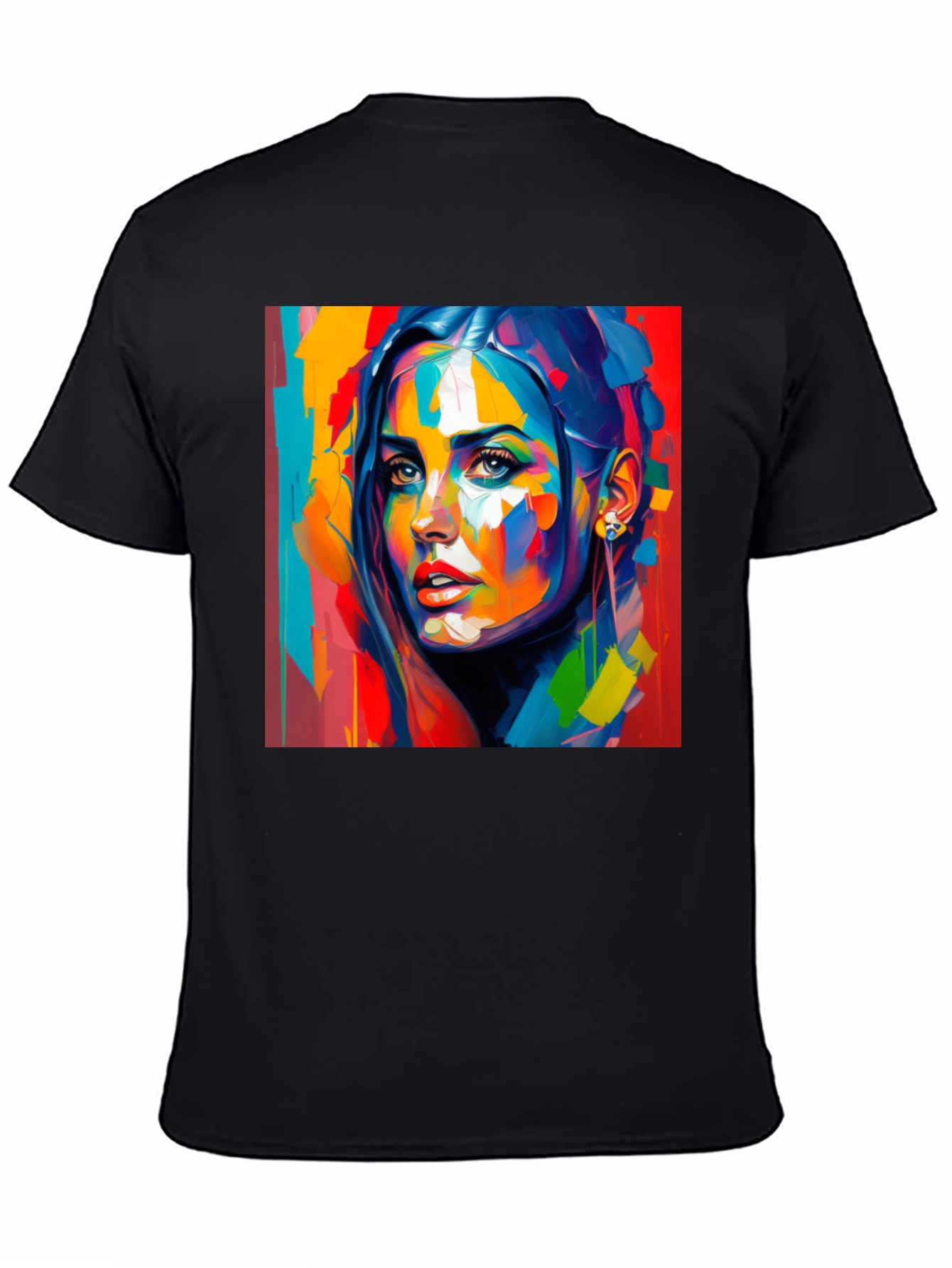 Black Abstract Woman Art Print Black T-Shirt view 4