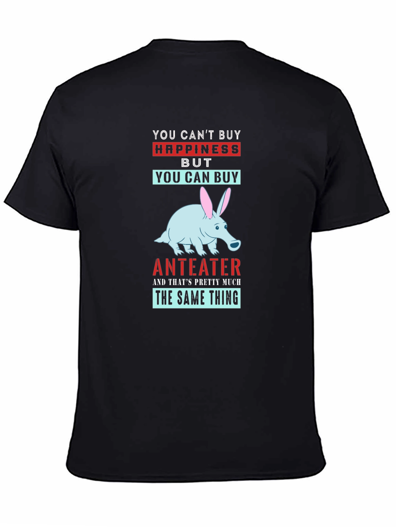 Black Anteater Happiness T-Shirt - Novelty Graphic Tee view 4