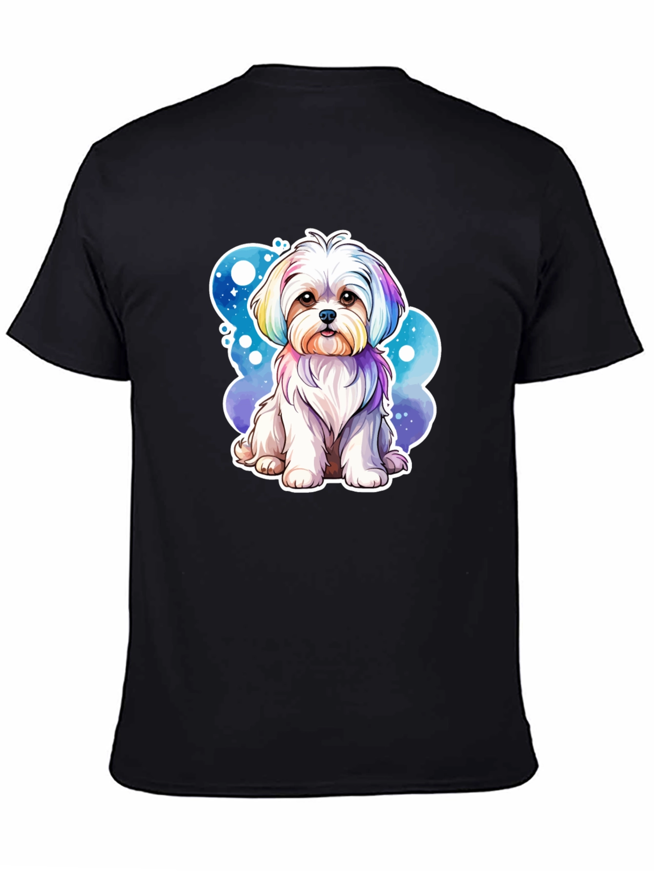 Black Rainbow Maltese Dog Graphic Tee view 4