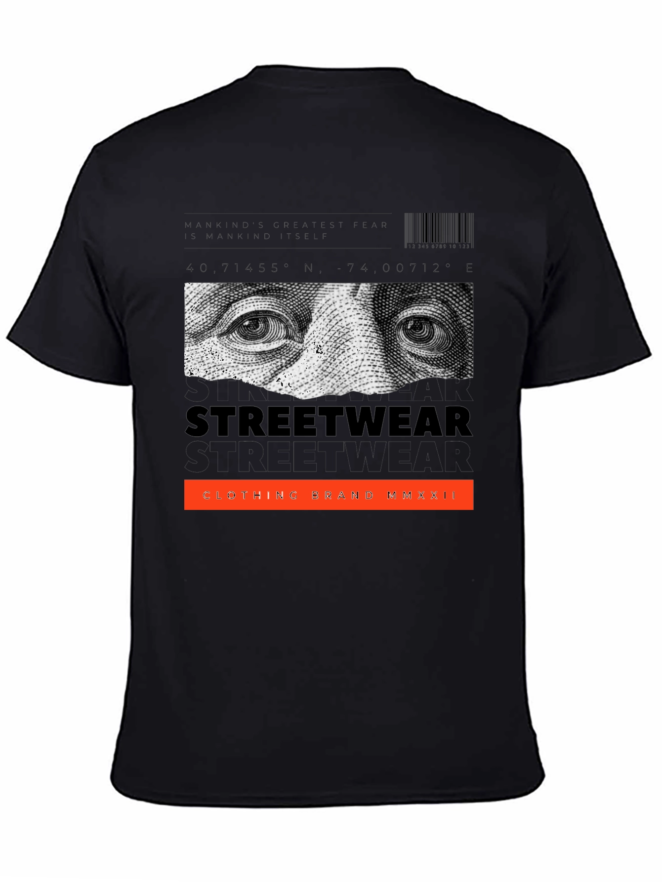 Black Streetwear Graphic Print Black T-Shirt view 4